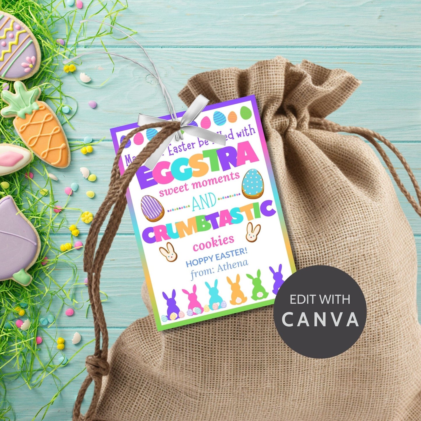 Easter Cookie Treat Tag Bag Topper | Easter Basket | Easter Kids Class Friend Church Neighbor Coworker | Happy Easter Gift Tags