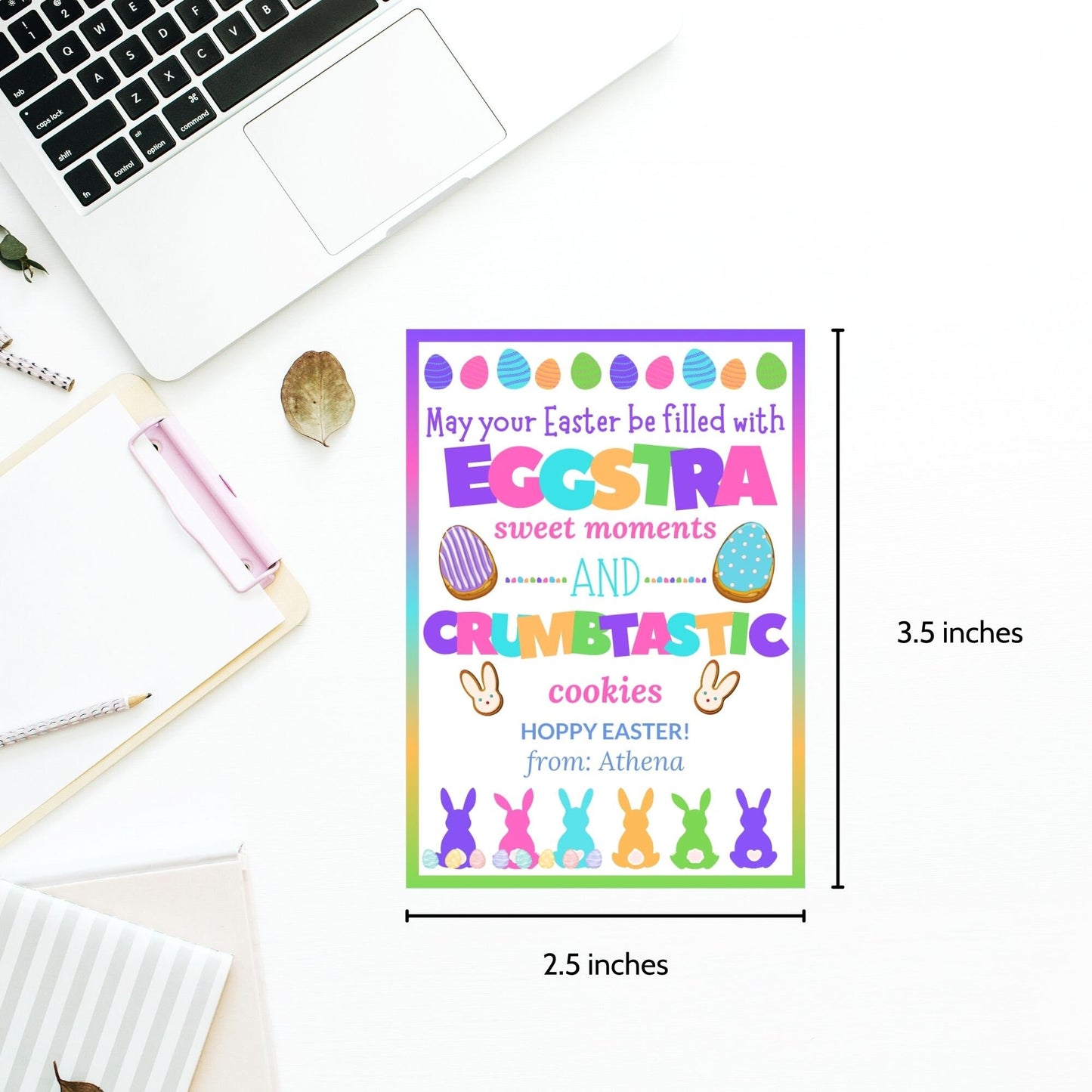 Easter Cookie Treat Tag Bag Topper | Easter Basket | Easter Kids Class Friend Church Neighbor Coworker | Happy Easter Gift Tags