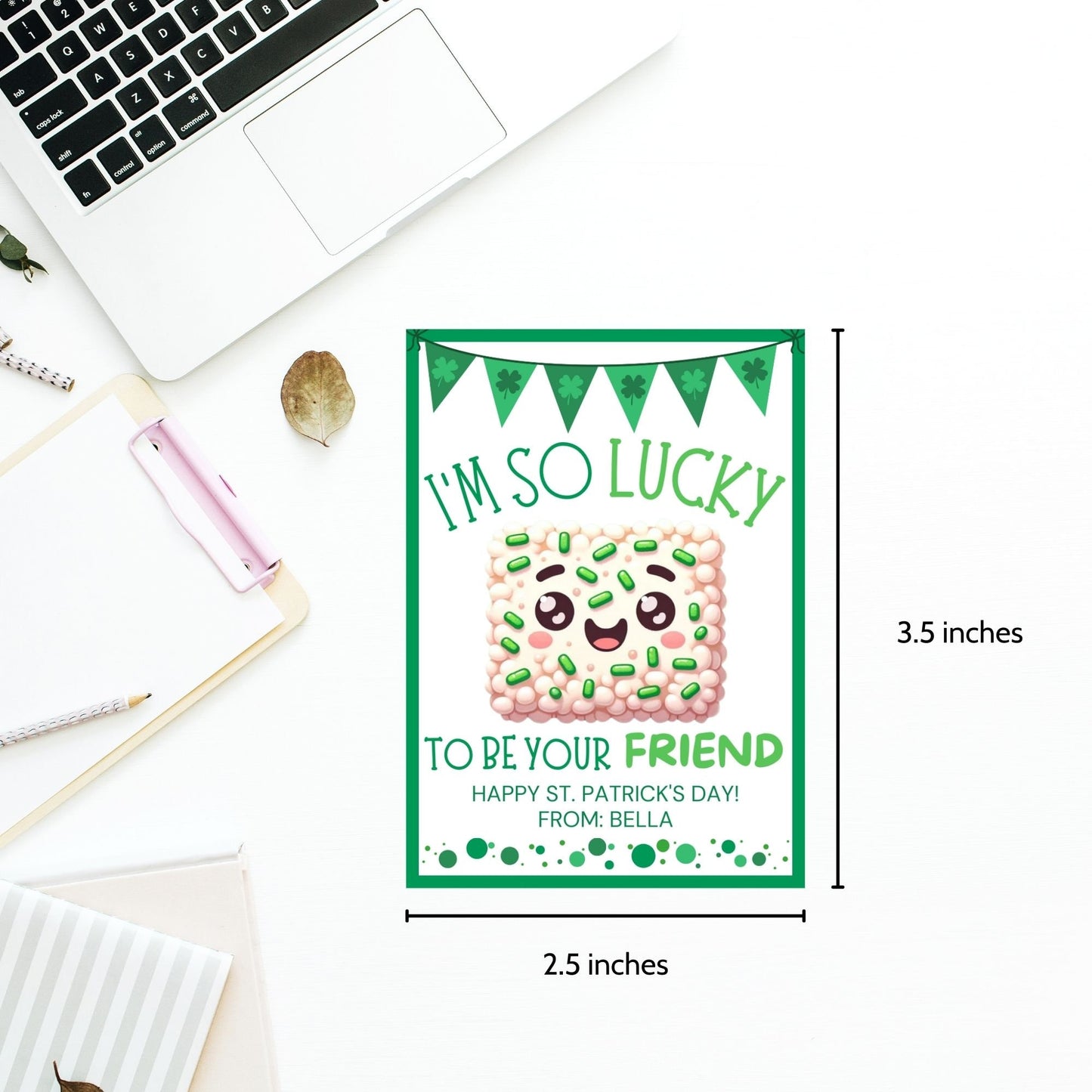 Rice Krispy Crispies Treat Printable Editable Gift Tag Girl Boy Snack Bars Classmate Classroom Employee Staff Coworker Friend Client
