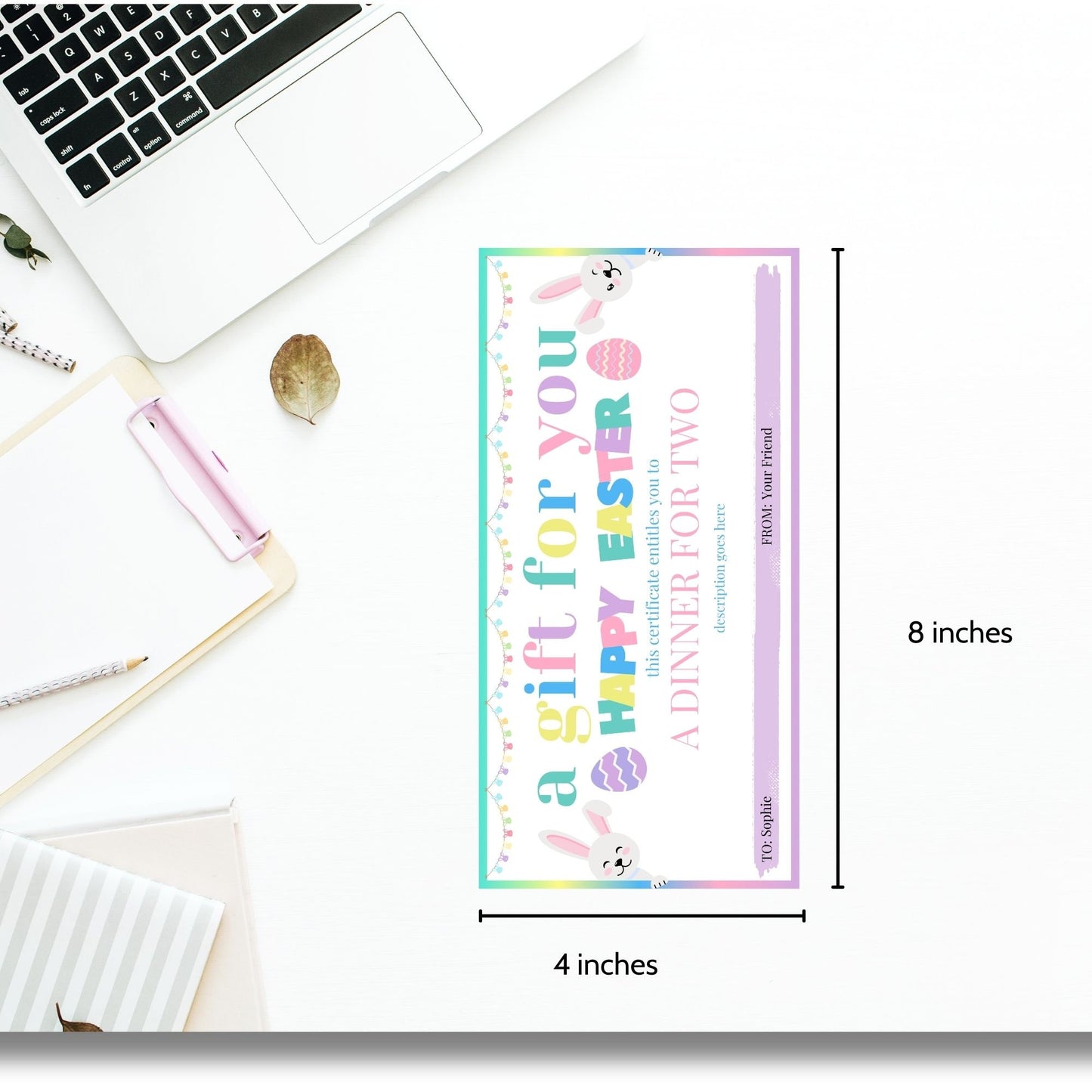 Easter Certificate Printable Editable | A Gift For You Voucher | Last Minute Gift | Editable Bunny Certificate Template