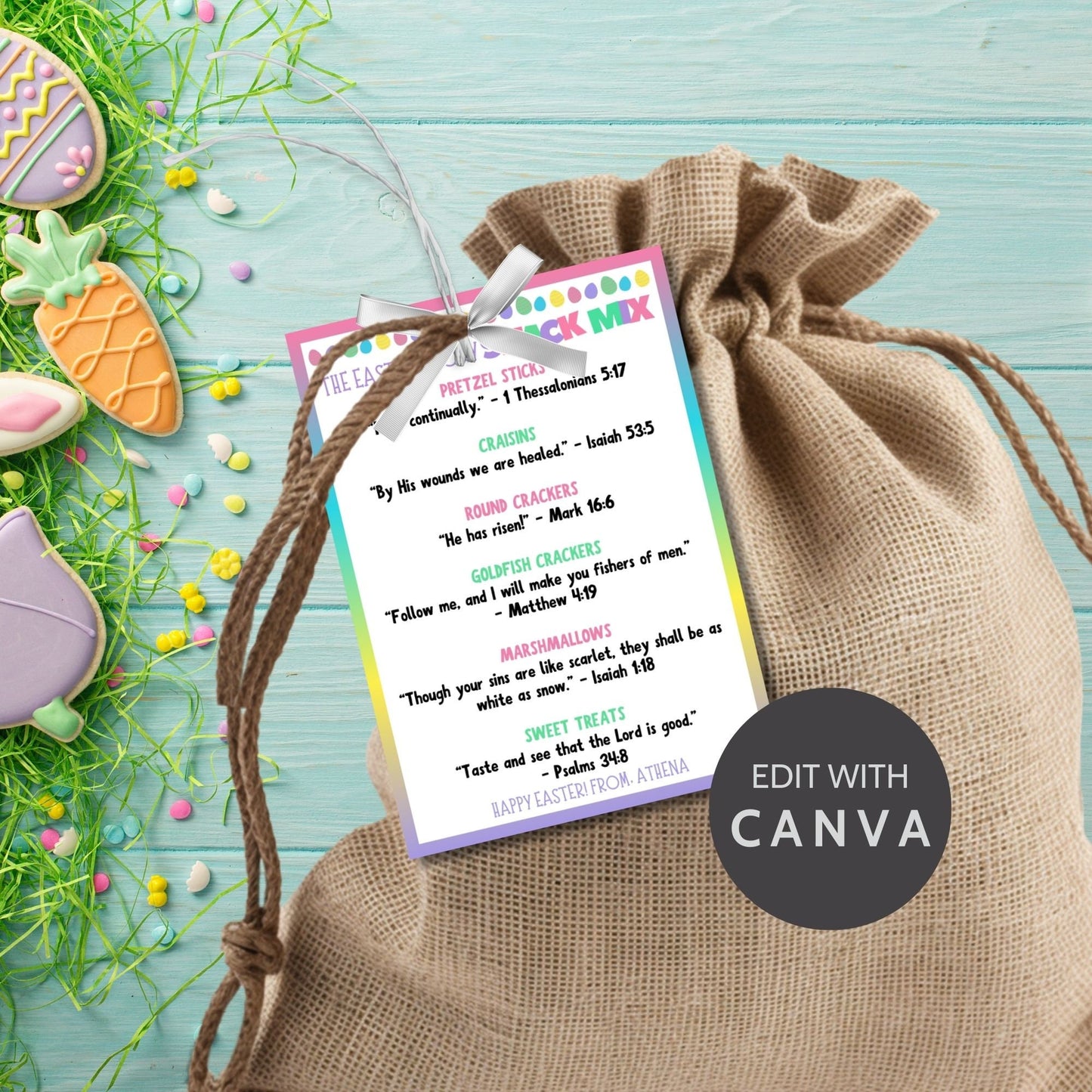 Easter Treats | Sunday School Activity | Easter Story Snack Mix | Religious Tag | Easter Gift Tag | School Church Handout | Easter Monday