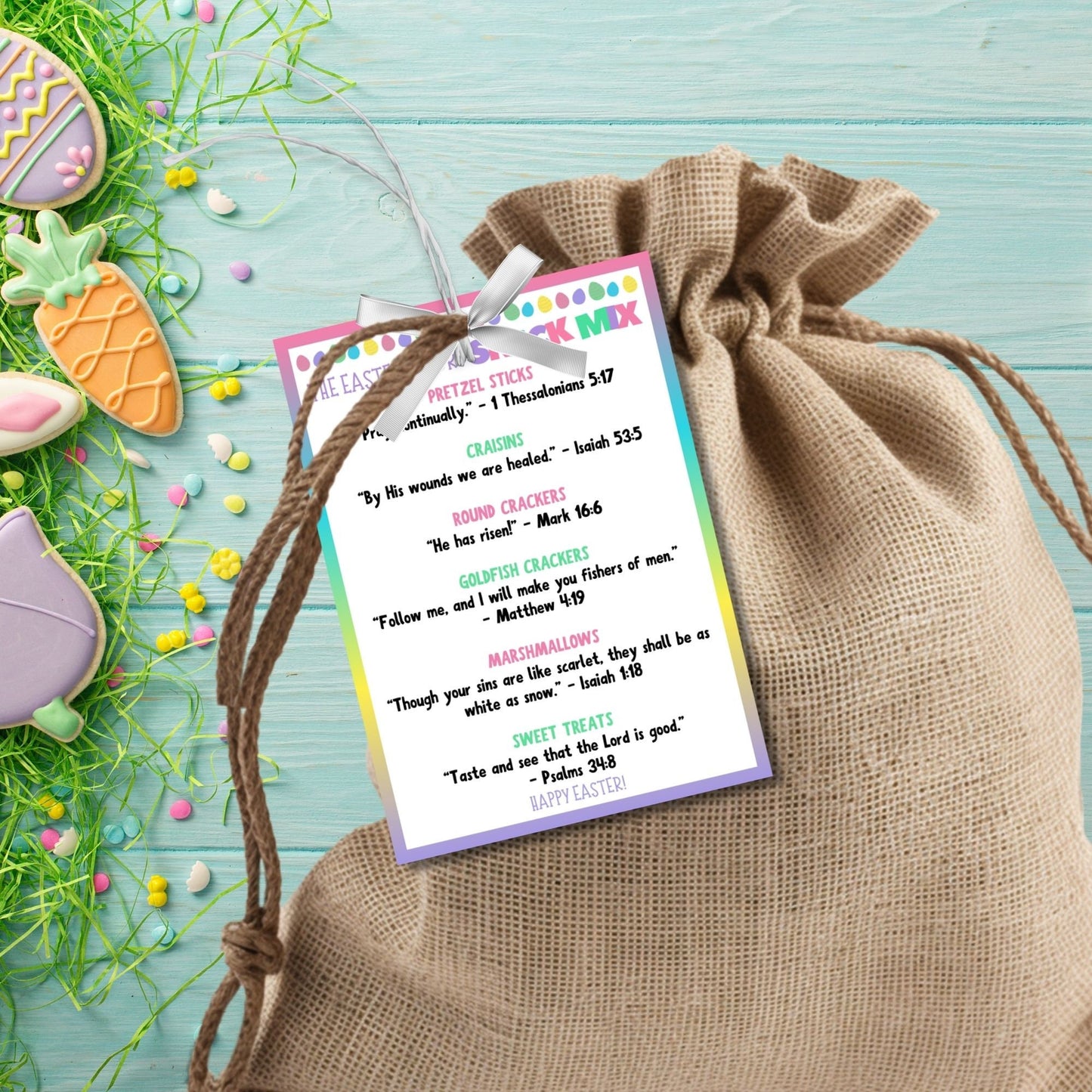 Easter Treats | Sunday School Activity | Easter Story Snack Mix | Religious Tag | Easter Gift Tag | School Church Handout | Easter Monday