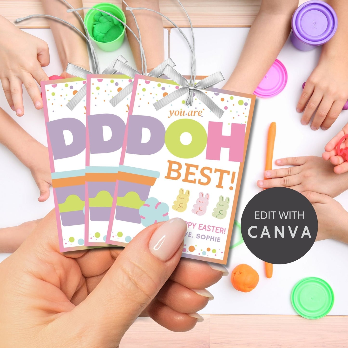 Play-Doh Easter Printable Editable Tag Easter Playdough Stamp Easter School Gif Easter Party Favors Easter Party Kids Classmate Fun