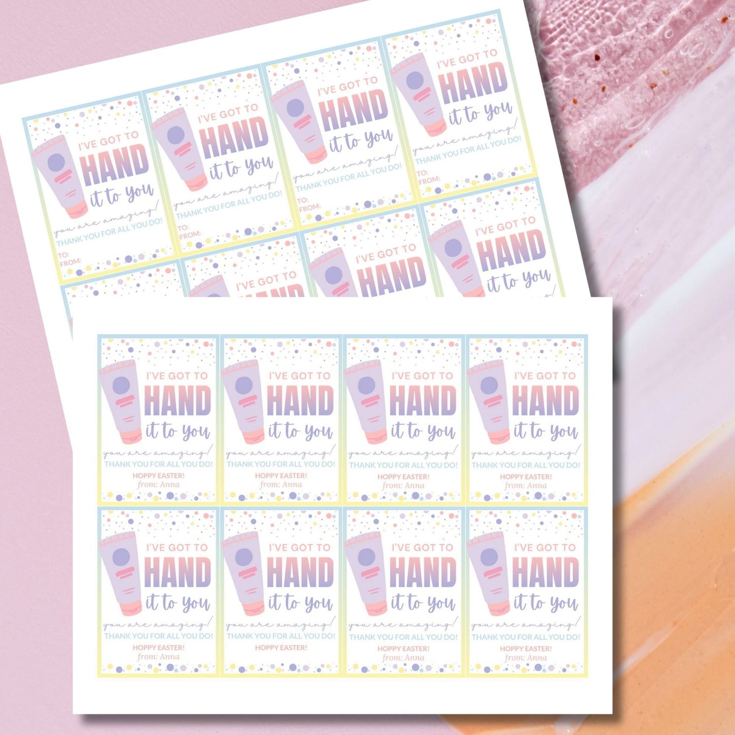 Thank you Tag for Hand Lotion Easter Printable Editable Teacher Gift Tag Hand It to You You are Amazing Staff Employee Coworker Appreciation