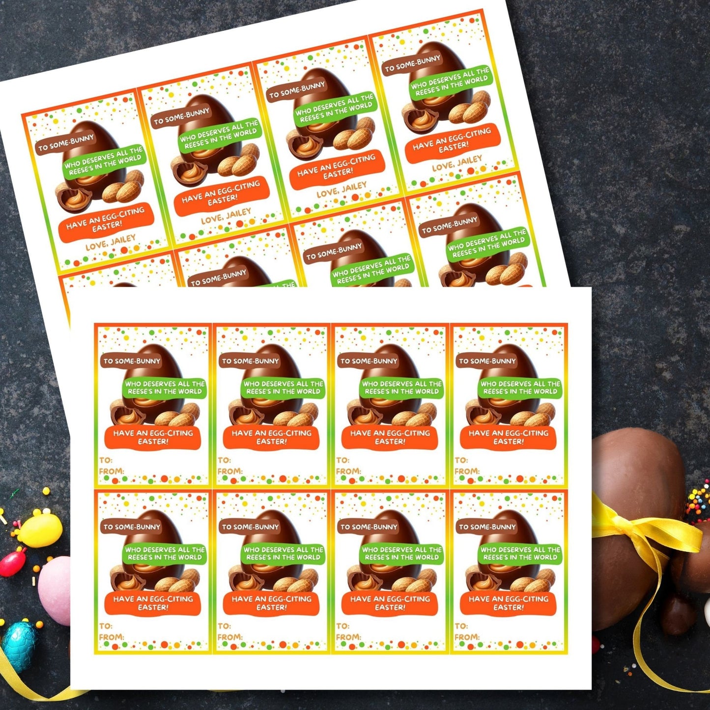 Peanut Butter Chocolate Egg Bonbon Easter Printable Editable Gift Tag Chocolate Lover Teacher Friend Staff Employee Coworker Appreciation