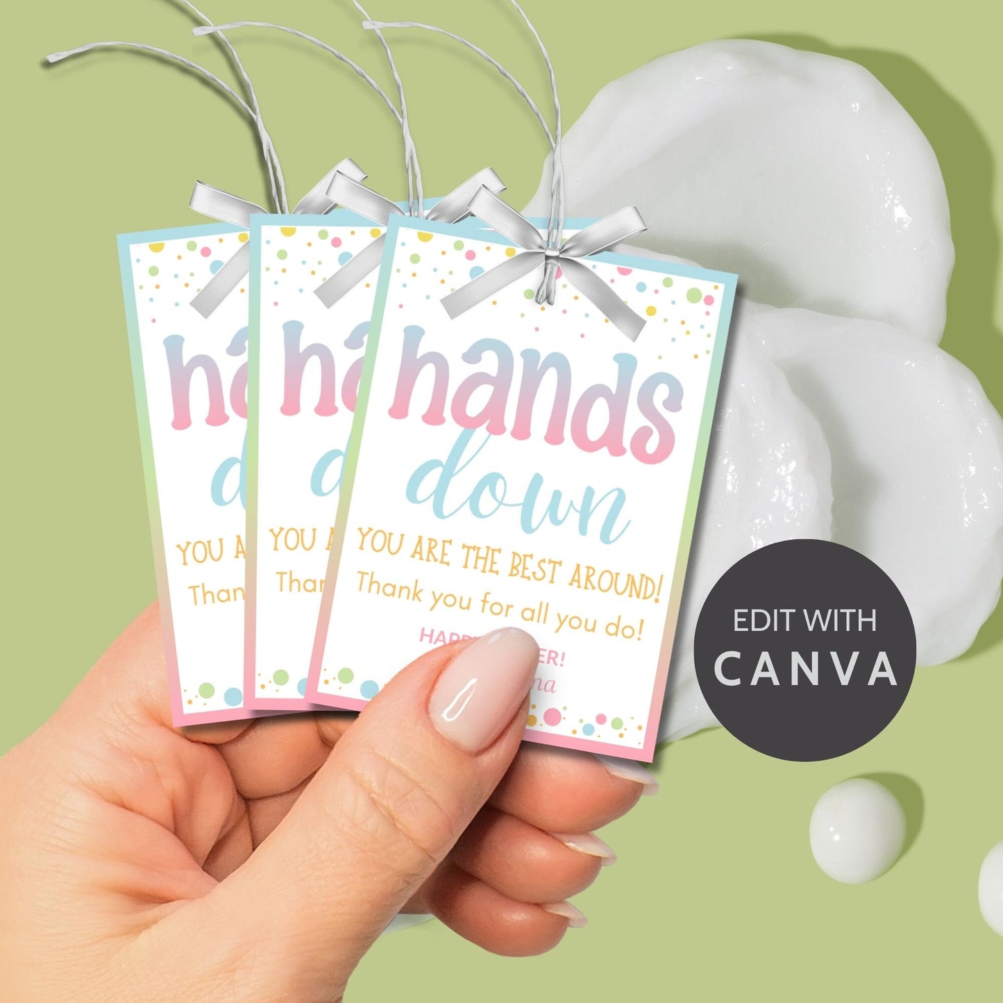 Thank you Tag Hand Lotion Easter Spring Printable Editable Teacher Gift Tag Hand It to You are Amazing Staff Employee Coworker Appreciation