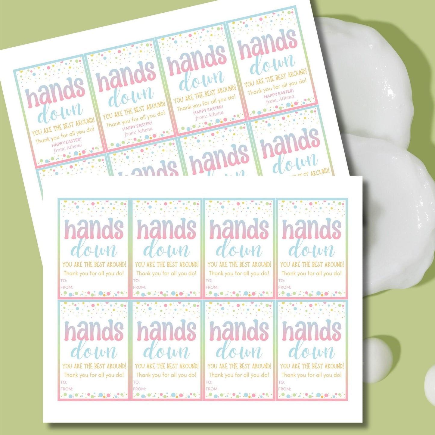 Thank you Tag Hand Lotion Easter Spring Printable Editable Teacher Gift Tag Hand It to You are Amazing Staff Employee Coworker Appreciation