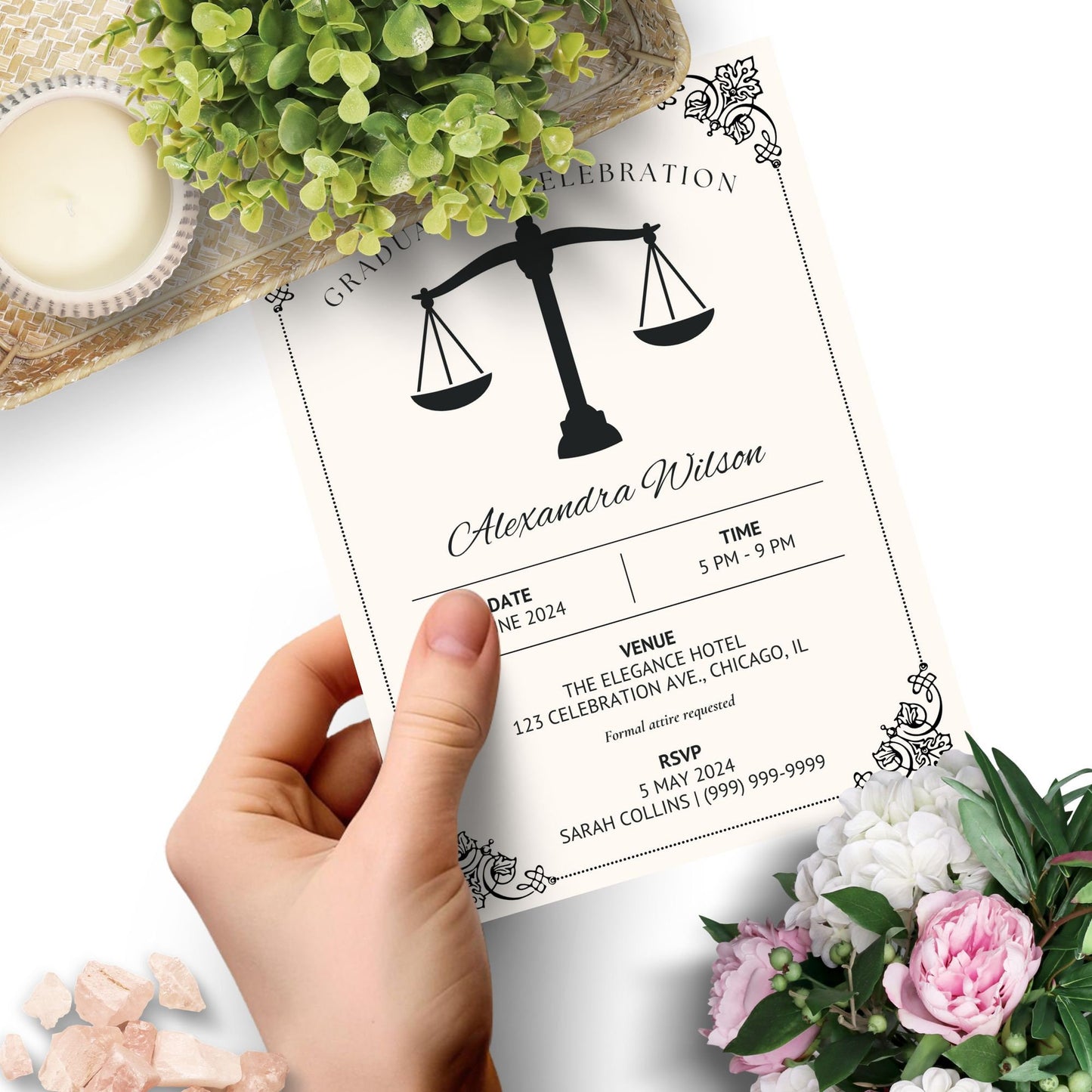 Law School Graduation Invitation Template | Law School Invite Boy | Law School Graduate Evite Announcement | Paralegal Graduation Party