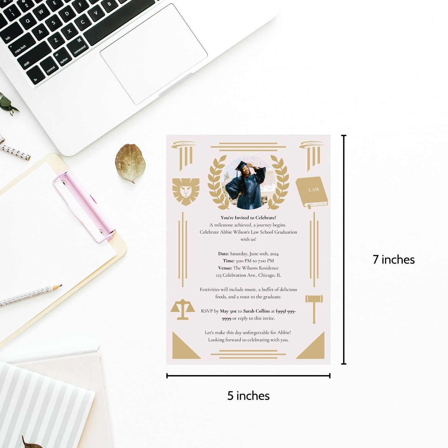 Law School Graduation Invitation Template | Law School Invite Boy | Law School Graduate Evite Announcement | Paralegal Graduation Party