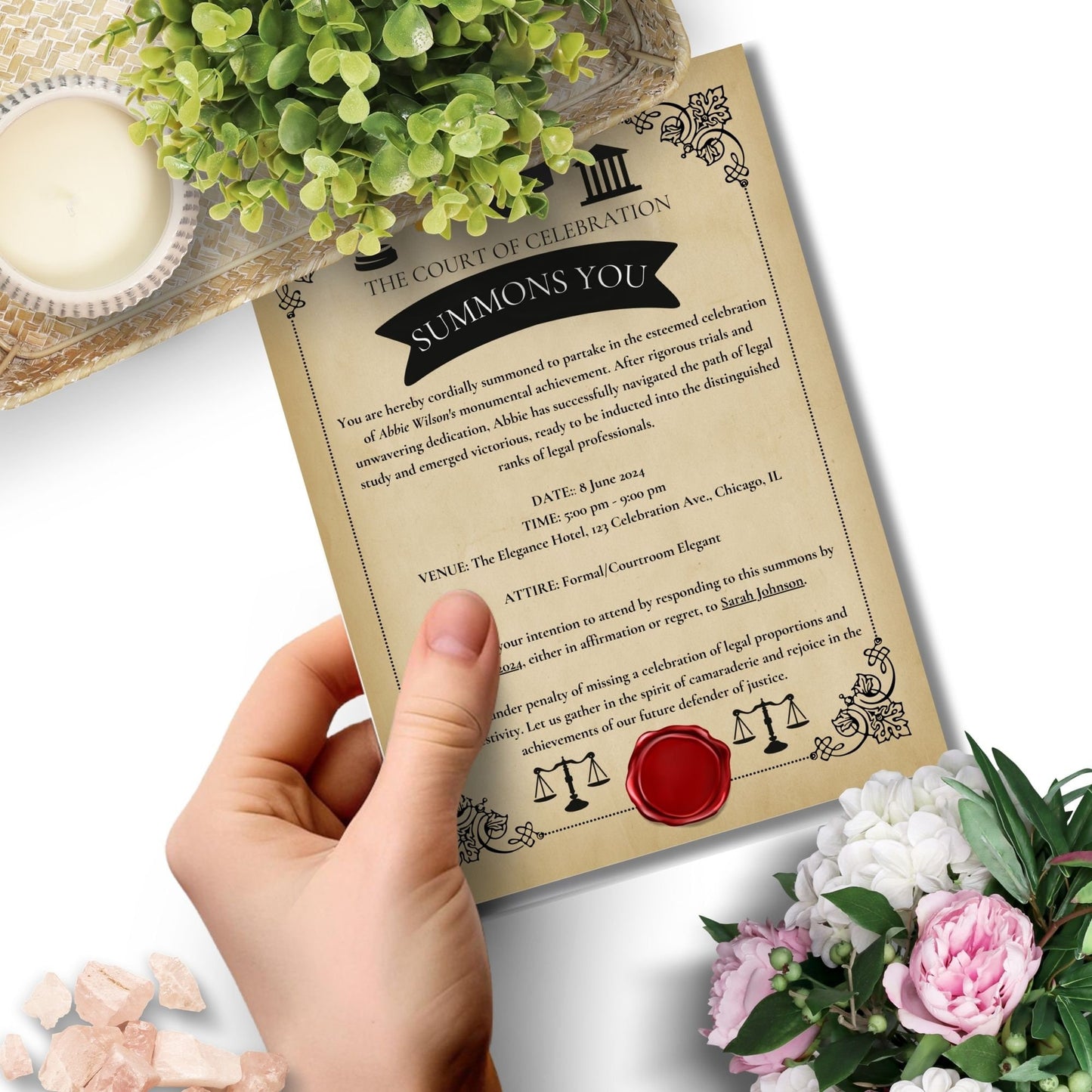 Law School Graduation Invitation Template | Law School Invite Boy | Law School Graduate Evite Announcement | Paralegal Graduation Party