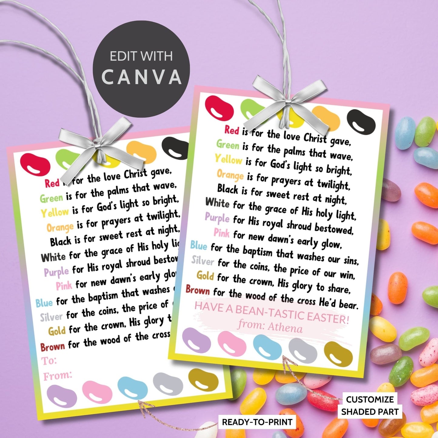 Jelly Bean Gospel | Christian Easter Printable Kids | Friends Co-Worker Gift | Jelly Beans Gift Tag | Easter Treat Tag | Instant Download