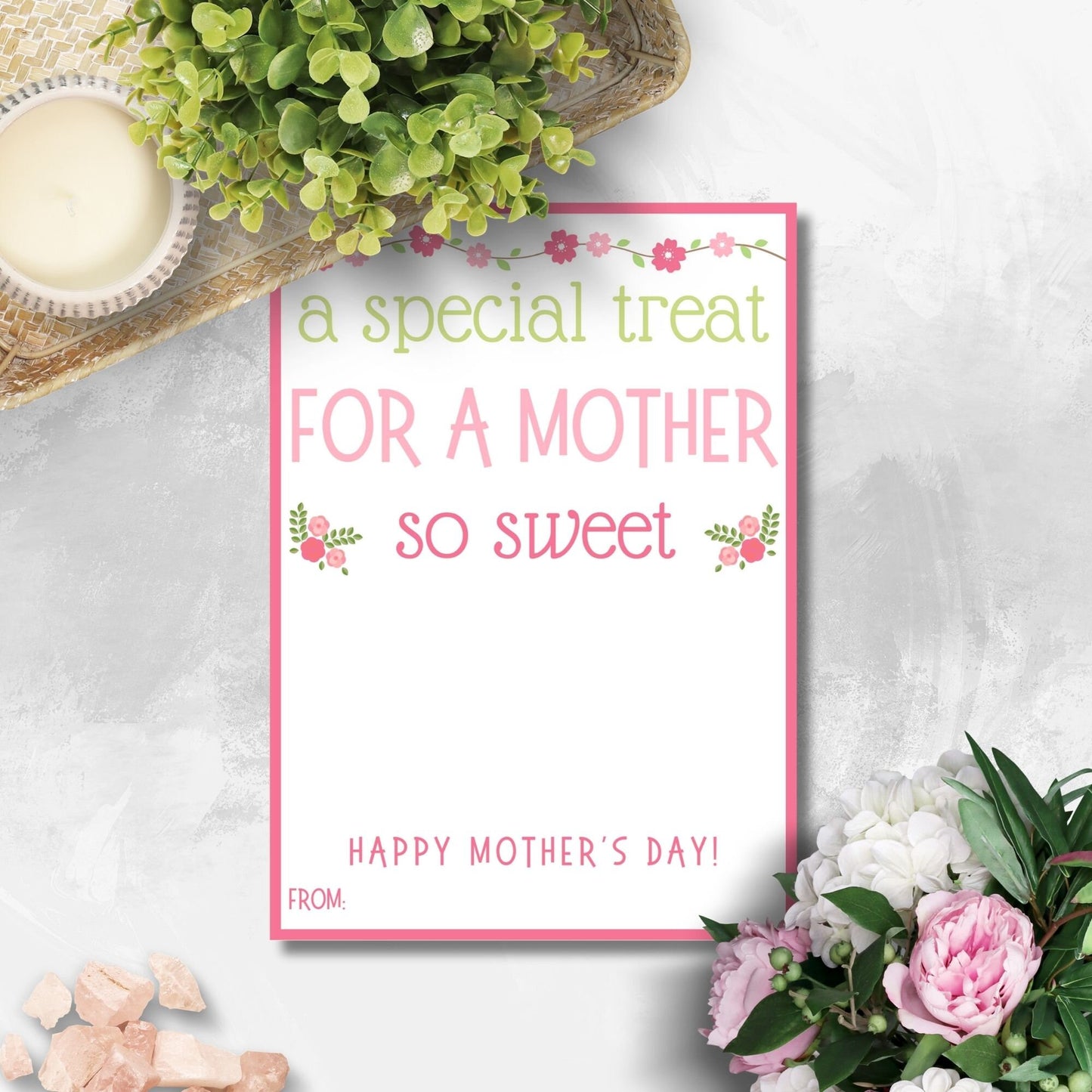 Mothers Day Gift | Gift Card Holder | A Special Treat For | Instant Download | Gift for Mom Admin Day Teacher Sister Girlfriend Dog Mom