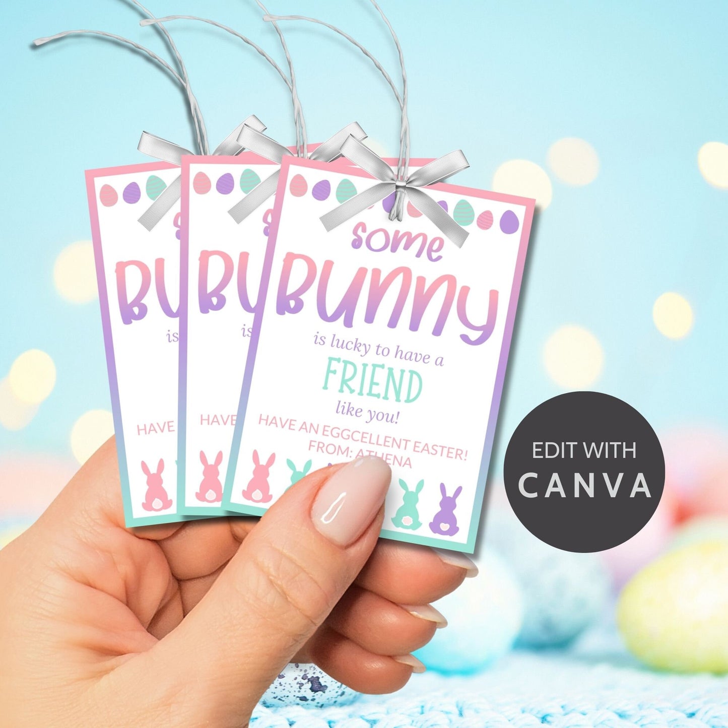 Easter Bunny Tag | Classroom Gift Tag | Easter Classroom Gifts For Kids Student | Easter Basket Tags | Easter Stickers | Easter Bubble Tags | Candy Tags | Non Candy Tags