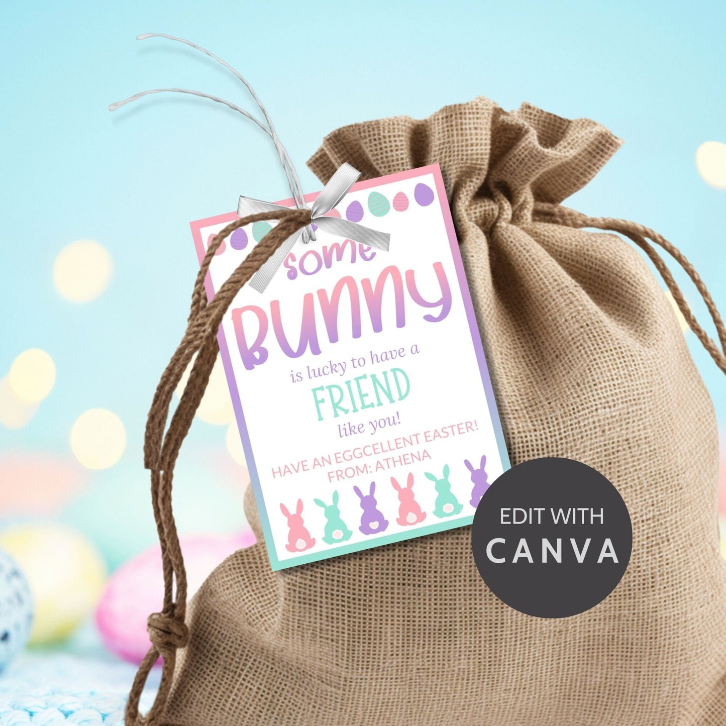 Easter Bunny Tag | Classroom Gift Tag | Easter Classroom Gifts For Kids Student | Easter Basket Tags | Easter Stickers | Easter Bubble Tags | Candy Tags | Non Candy Tags