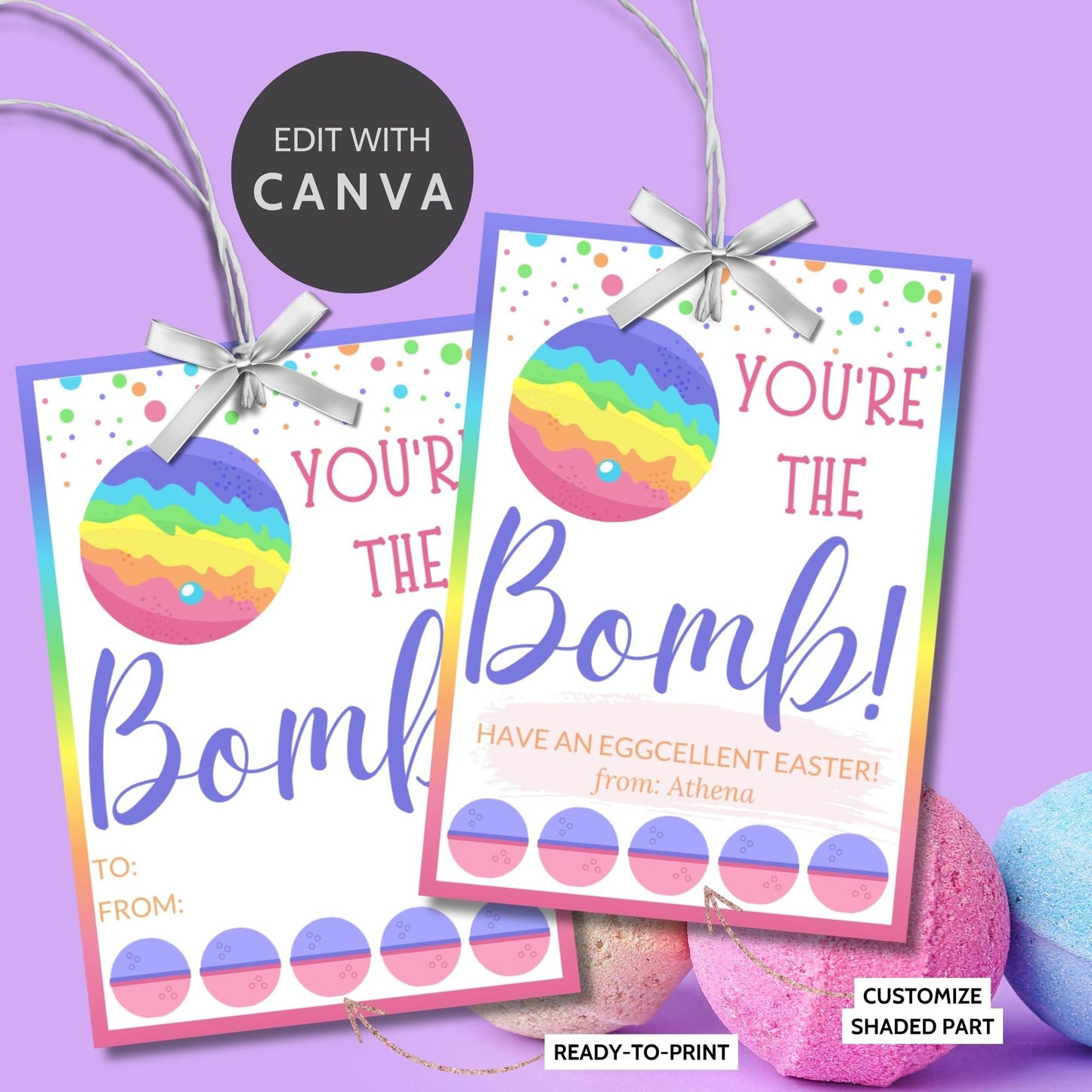 Easter Basket Stuffer Gift Ideas | Easter Bath Bombs for Kids Girls Boys | Youre The Bomb | Bath Bomb Favor Tag | Easter Bath Bomb Tag