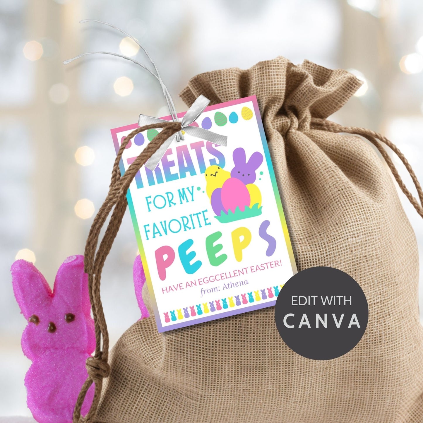 Printable Easter Gift Tags | Classroom Favors | Marshmallow Peeps | Easter Classroom Gifts For Kids Student | Easter Sticker | Easter Tags