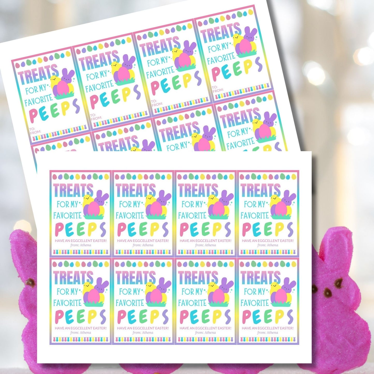 Printable Easter Gift Tags | Classroom Favors | Marshmallow Peeps | Easter Classroom Gifts For Kids Student | Easter Sticker | Easter Tags