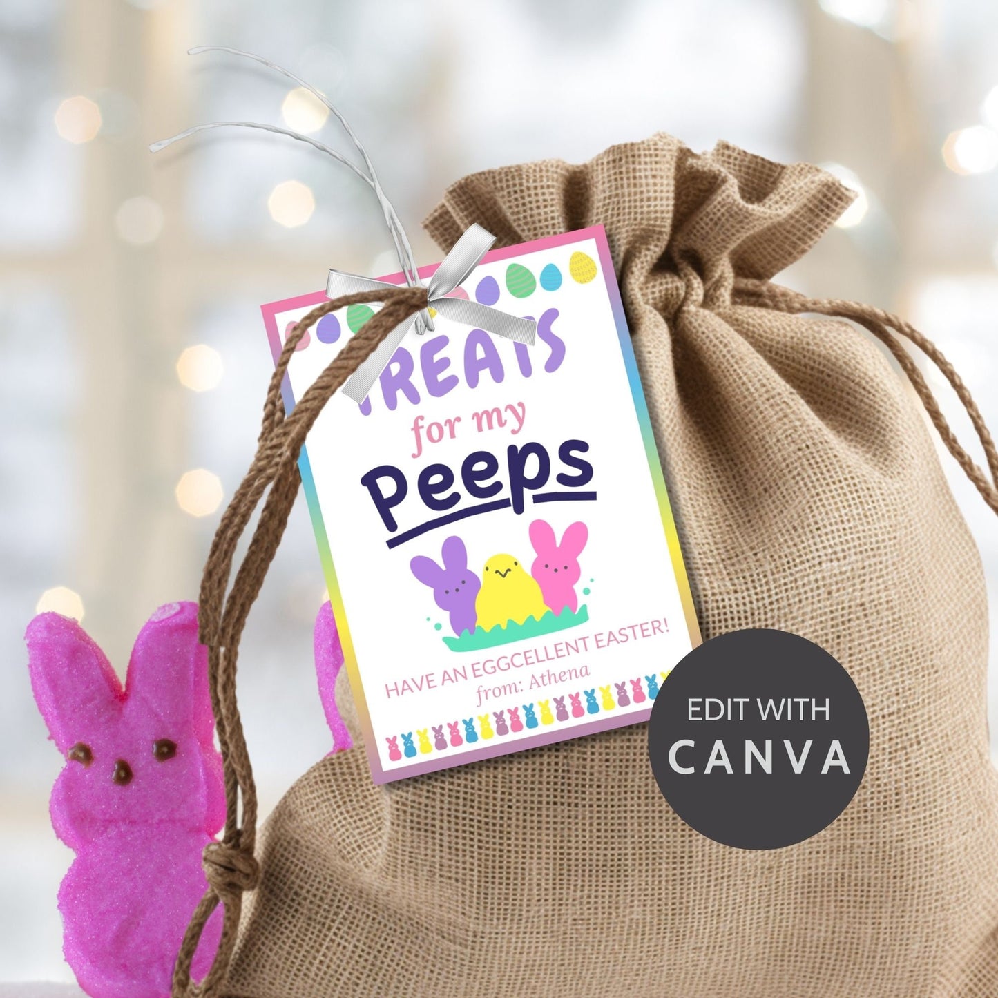 Printable Easter Gift Tags | Classroom Favors | Marshmallow Peeps | Easter Classroom Gifts For Kids Student | Easter Sticker | Easter Tags