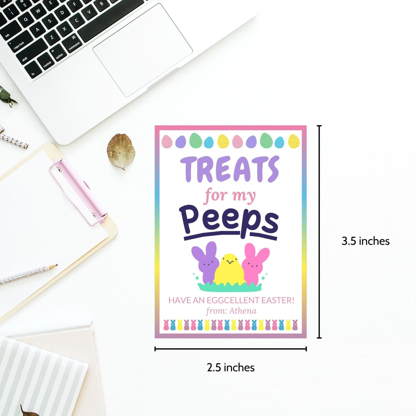 Printable Easter Gift Tags | Classroom Favors | Marshmallow Peeps | Easter Classroom Gifts For Kids Student | Easter Sticker | Easter Tags