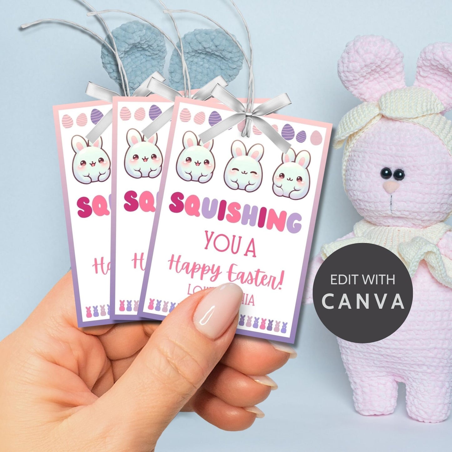 Easter Gift Tag | Squishmallow Card | Personalized Squishmallow Plush | Printable Squishing You | Easter Basket Favor | Easter Kids Class
