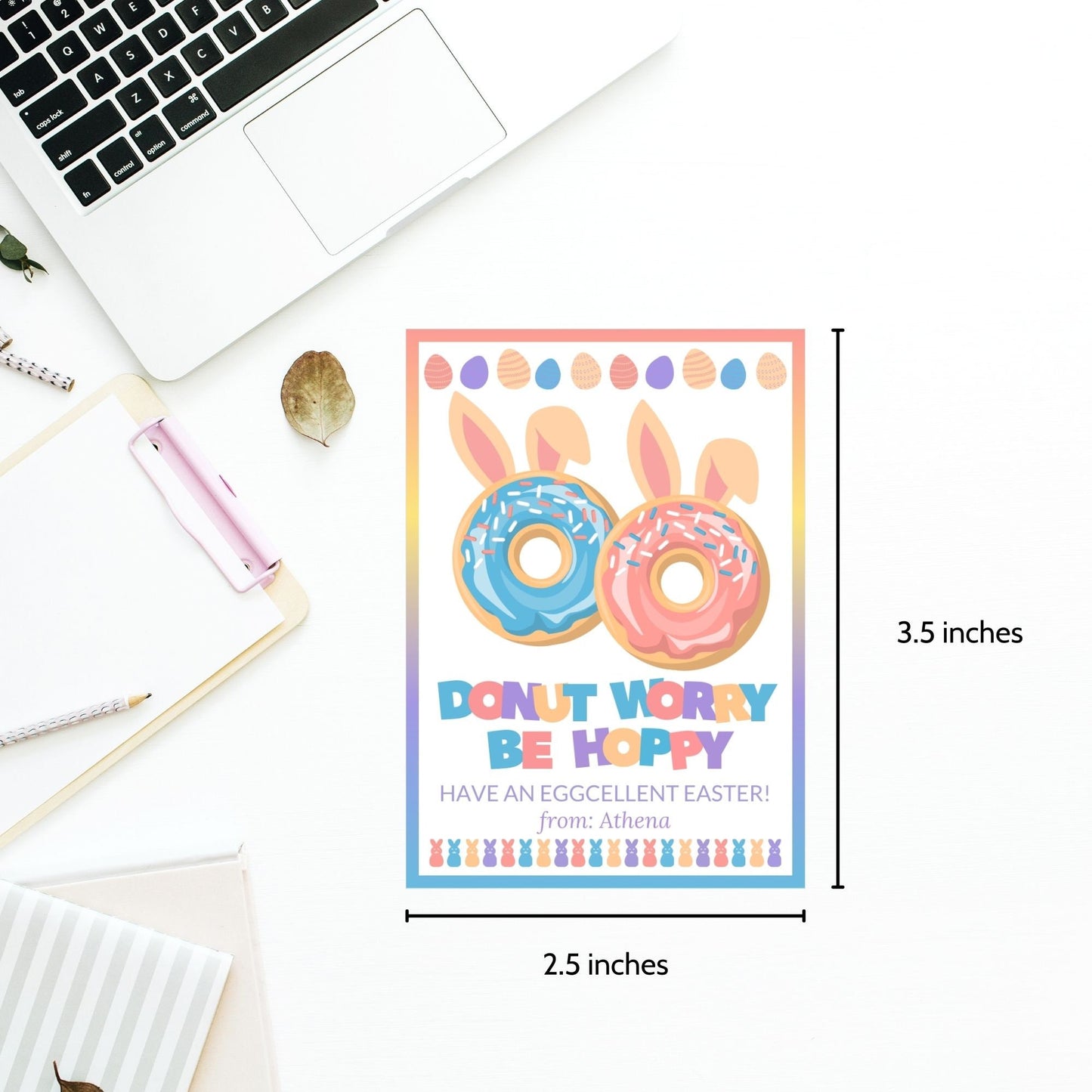 Easter Donut| Easter Basket Stuffers | Basket Easter Sunday | Donut Food Tag Stickers | Bread Pun | Gift for Neighbor Coworker Staff