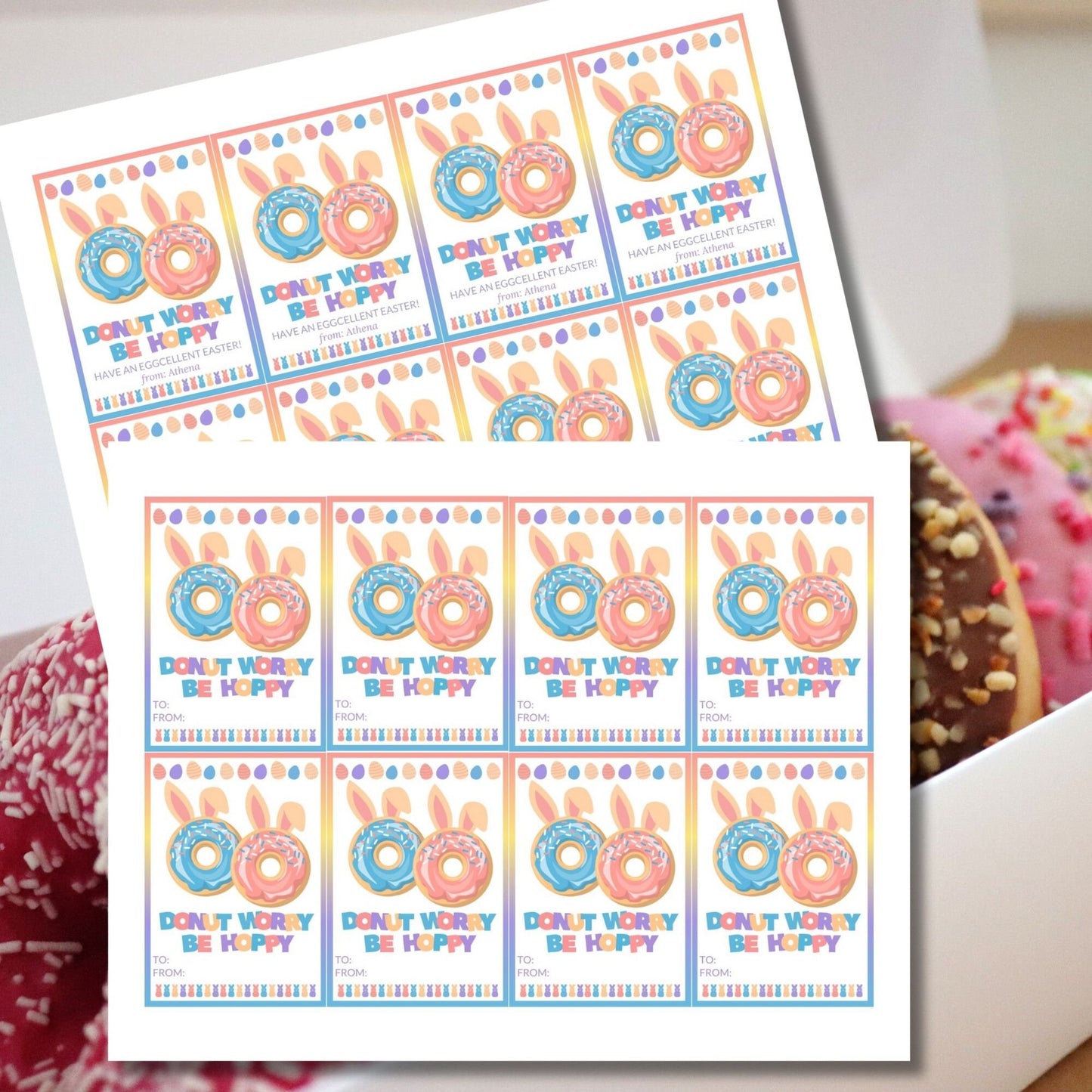 Easter Donut| Easter Basket Stuffers | Basket Easter Sunday | Donut Food Tag Stickers | Bread Pun | Gift for Neighbor Coworker Staff