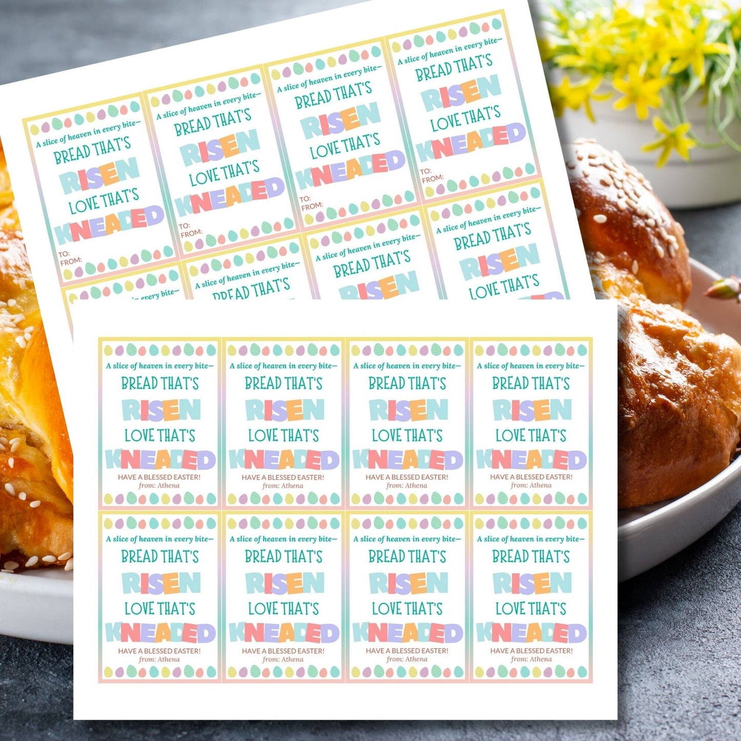 Easter Basket Stuffers | Basket Easter Sunday | Easter Bread | Bread Food Tag Stickers | Bread Pun | Breakfast Stickers | Gift for Neighbor