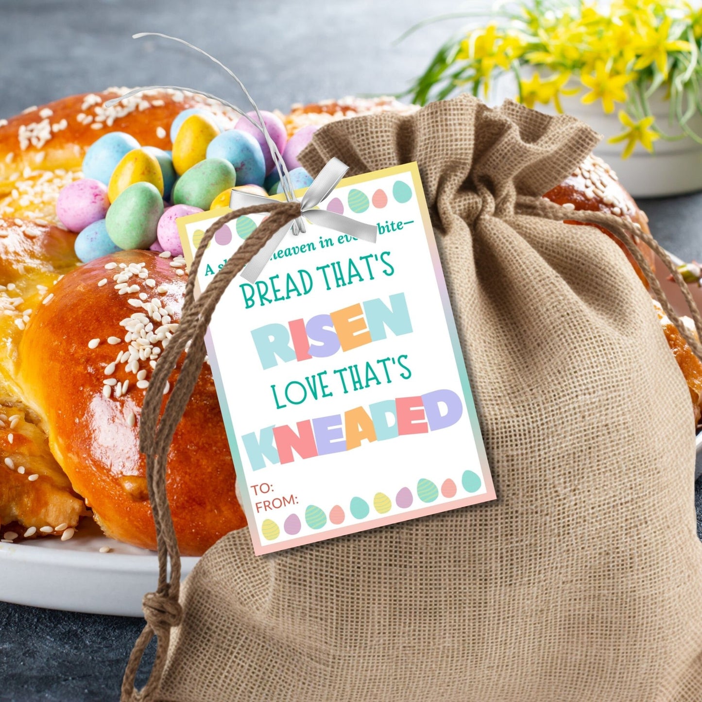 Easter Basket Stuffers | Basket Easter Sunday | Easter Bread | Bread Food Tag Stickers | Bread Pun | Breakfast Stickers | Gift for Neighbor