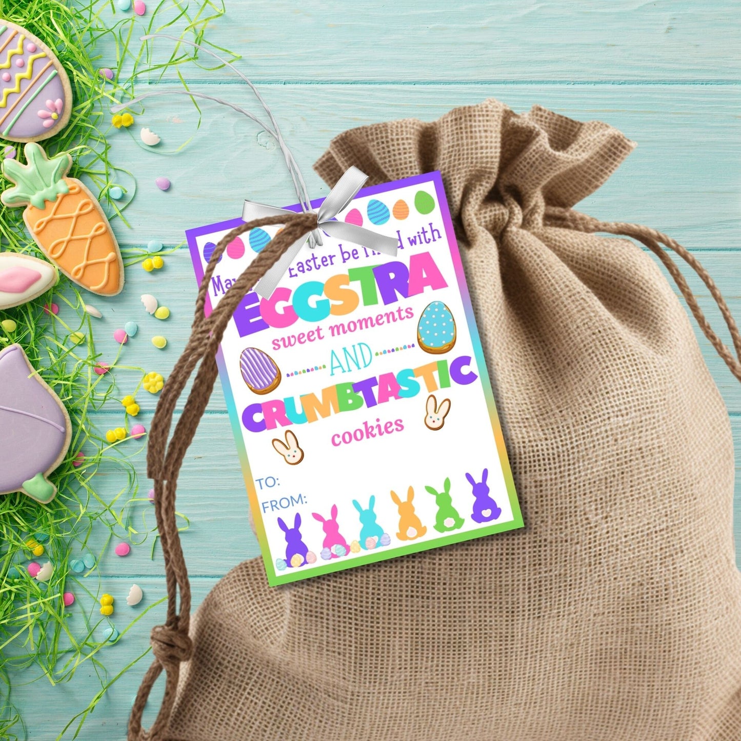 Easter Cookie Treat Tag Bag Topper | Easter Basket | Easter Kids Class Friend Church Neighbor Coworker | Happy Easter Gift Tags