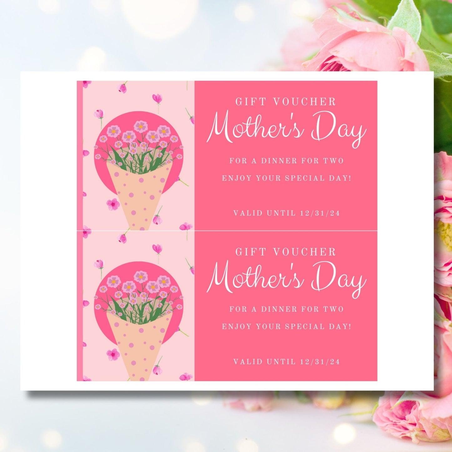 Gift Certificate Template Printable | Personalized Mothers Day Coupon | Editable Voucher | Instant Download | Client Customer Teacher Staff