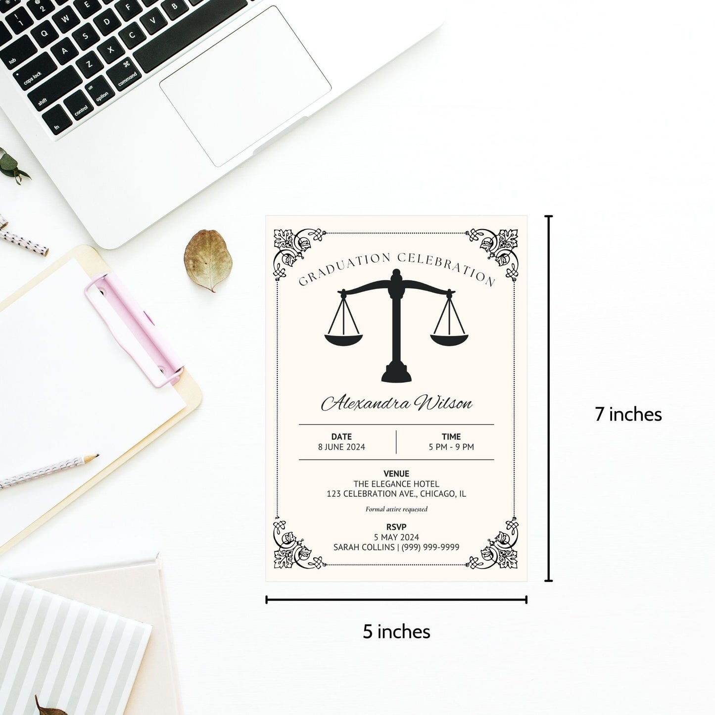 Law School Graduation Invitation Template | Law School Invite Boy | Law School Graduate Evite Announcement | Paralegal Graduation Party