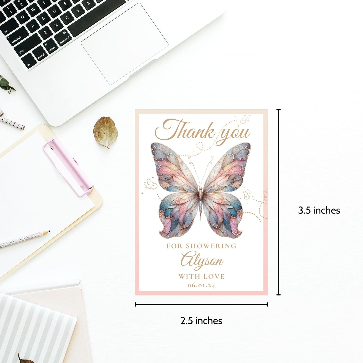 Butterfly Baby Shower Favor Tag | Bridal Shower | Thank You Tags | Swag Goodie Bags | Wedding Favor Tags | Digital Download | Shower Tag