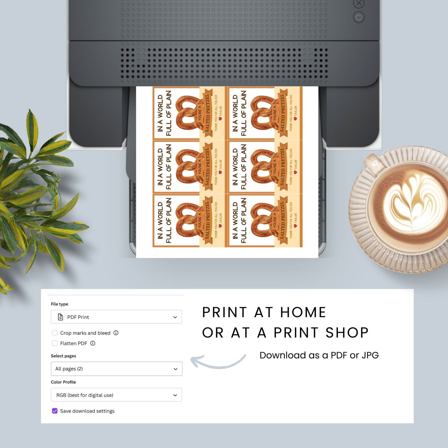 Whimsical In a World Full of Plain Youre a Salted Pretzel! pretzel-themed gift tags, editable in Canva for a heartfelt thank-you snack.