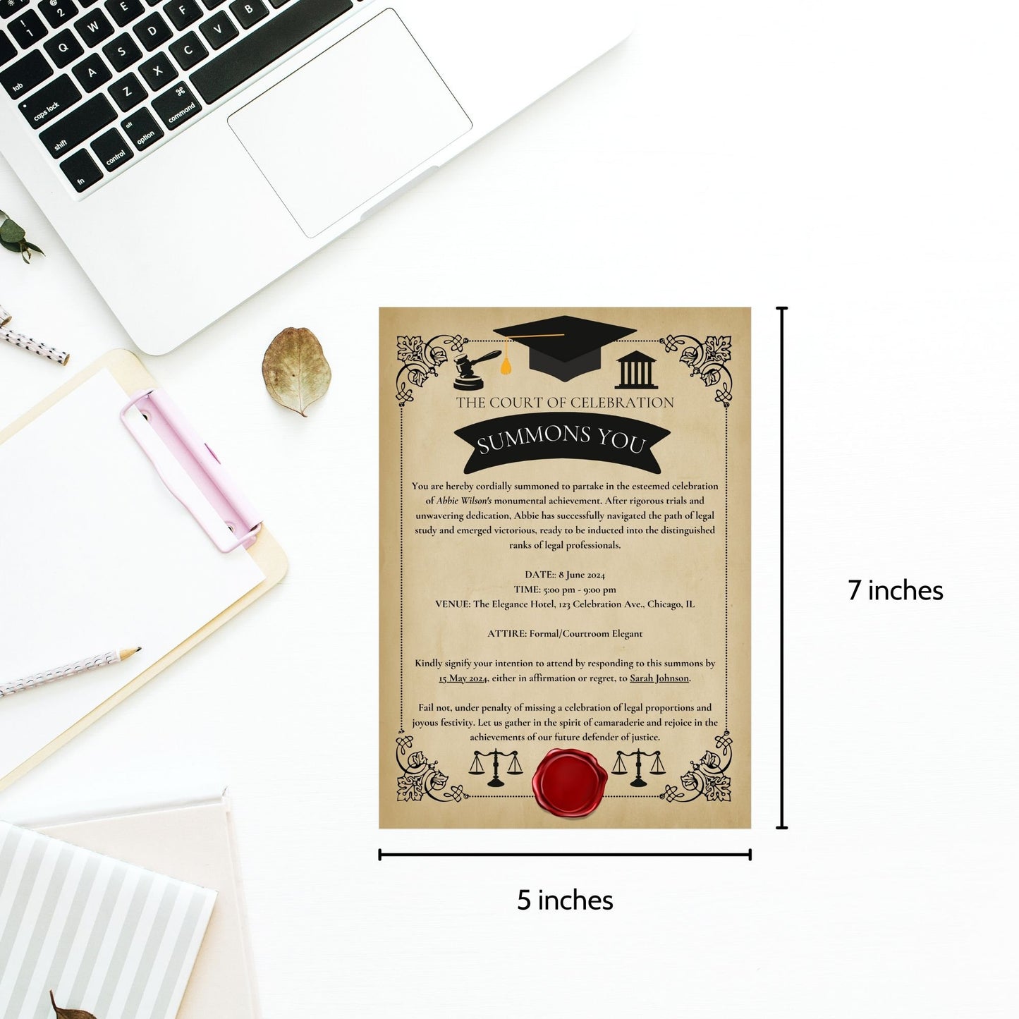 Law School Graduation Invitation Template | Law School Invite Boy | Law School Graduate Evite Announcement | Paralegal Graduation Party