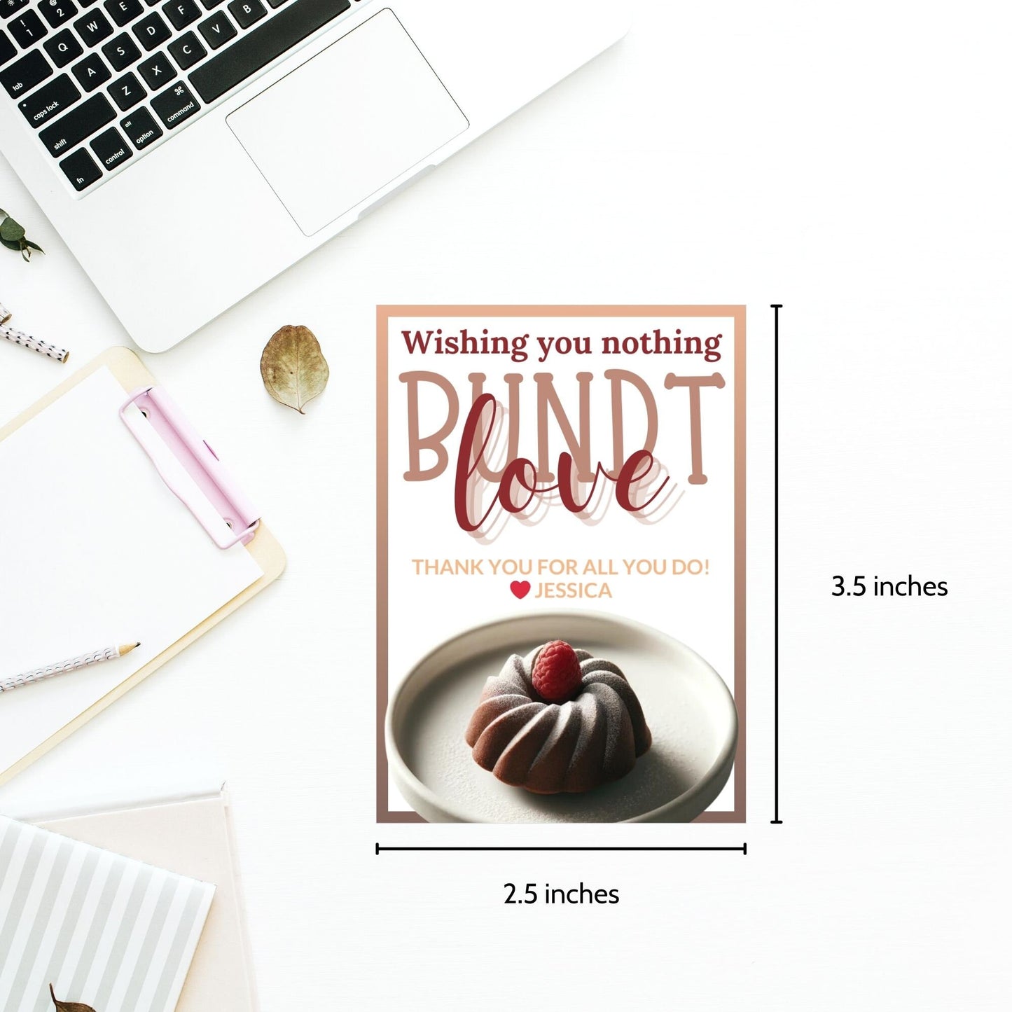 Charming Wishing You Nothing BUNDT Love cake-themed gift tags, with a Canva link for customization, perfect for heartfelt gifting.