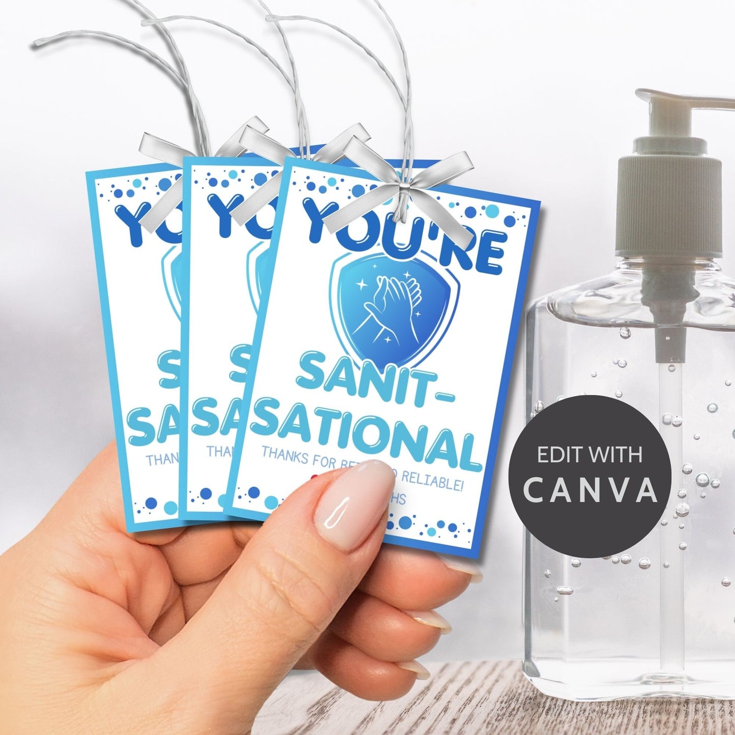 Hand Sanitizer Gift Tag that say Youre Sanitsational