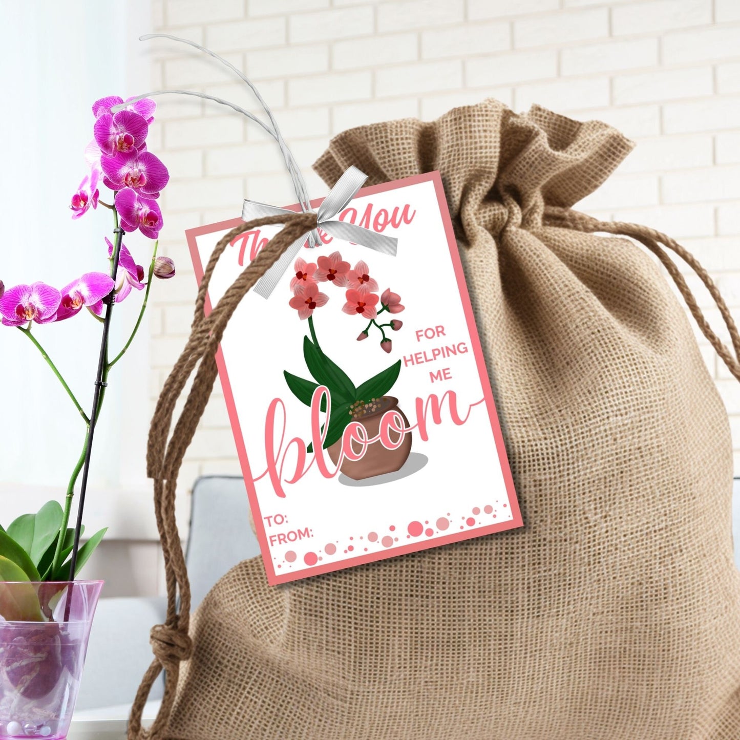 Instant Download | Teacher Gift Tag | Flowers Gift Tags | Plant Tags | Thanks For Helping Me Bloom | Teacher Appreciation Gift Tag Orchid