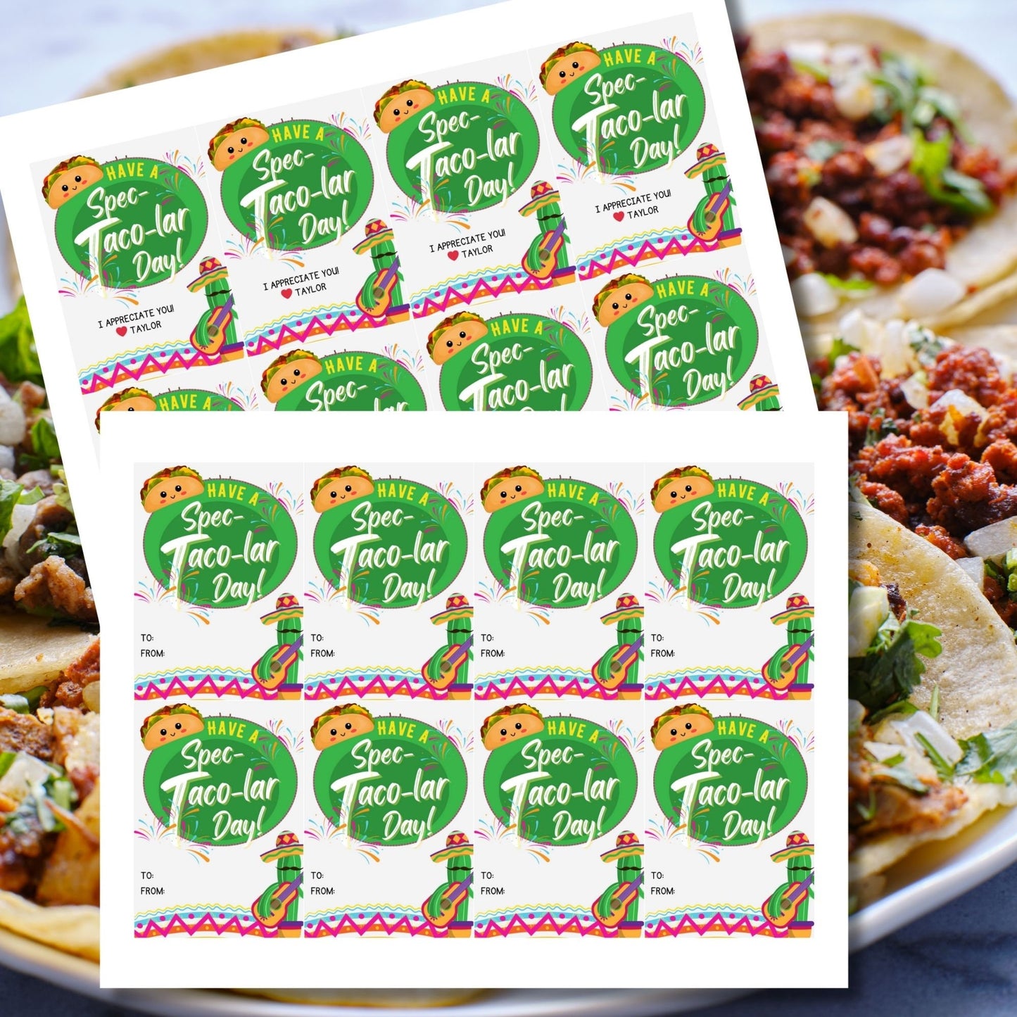 Teacher Appreciation Week | Food Pun Gift Tags | Spectacolar| Cinco De Mayo Gift Tag | Thank You Food Tag | Punny TacosTag