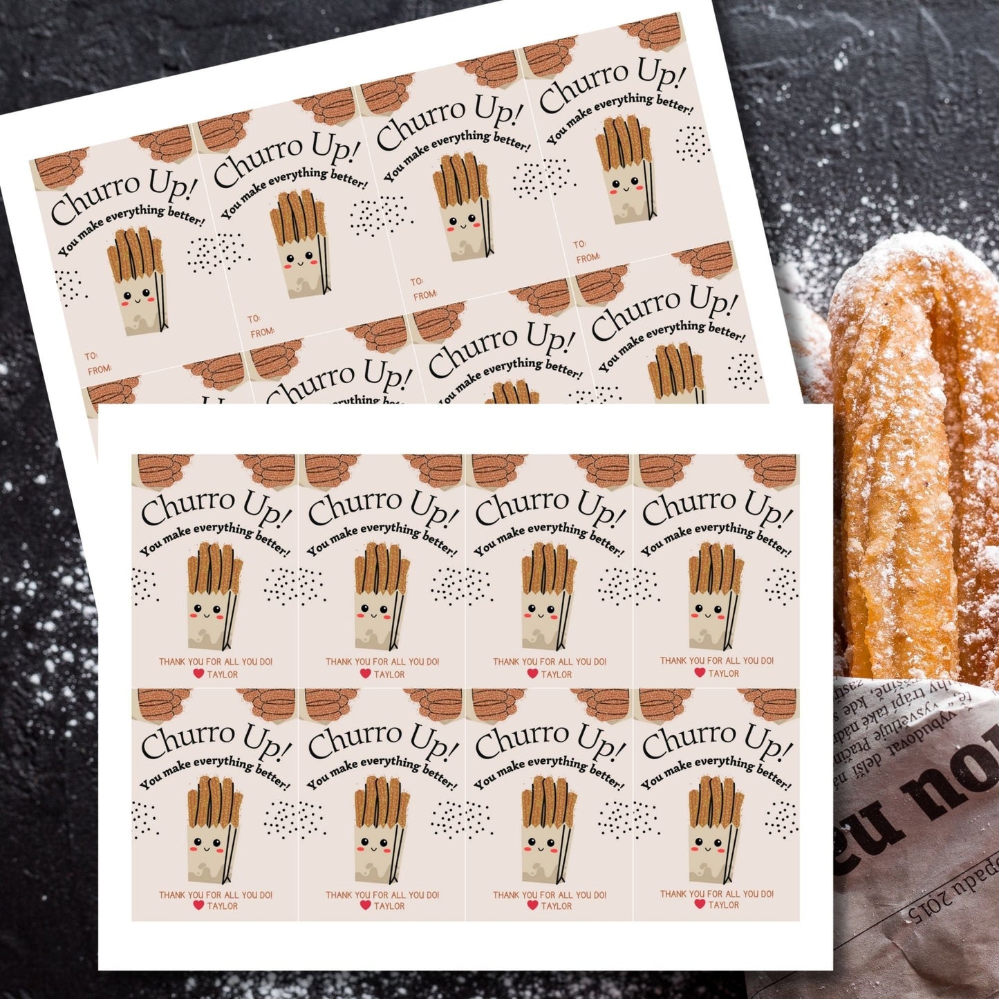 Teacher Appreciation Week | Food Pun Gift Tags | Churro Up| Cinco De Mayo Gift Tag | Thank You Food Tag | Punny Churros