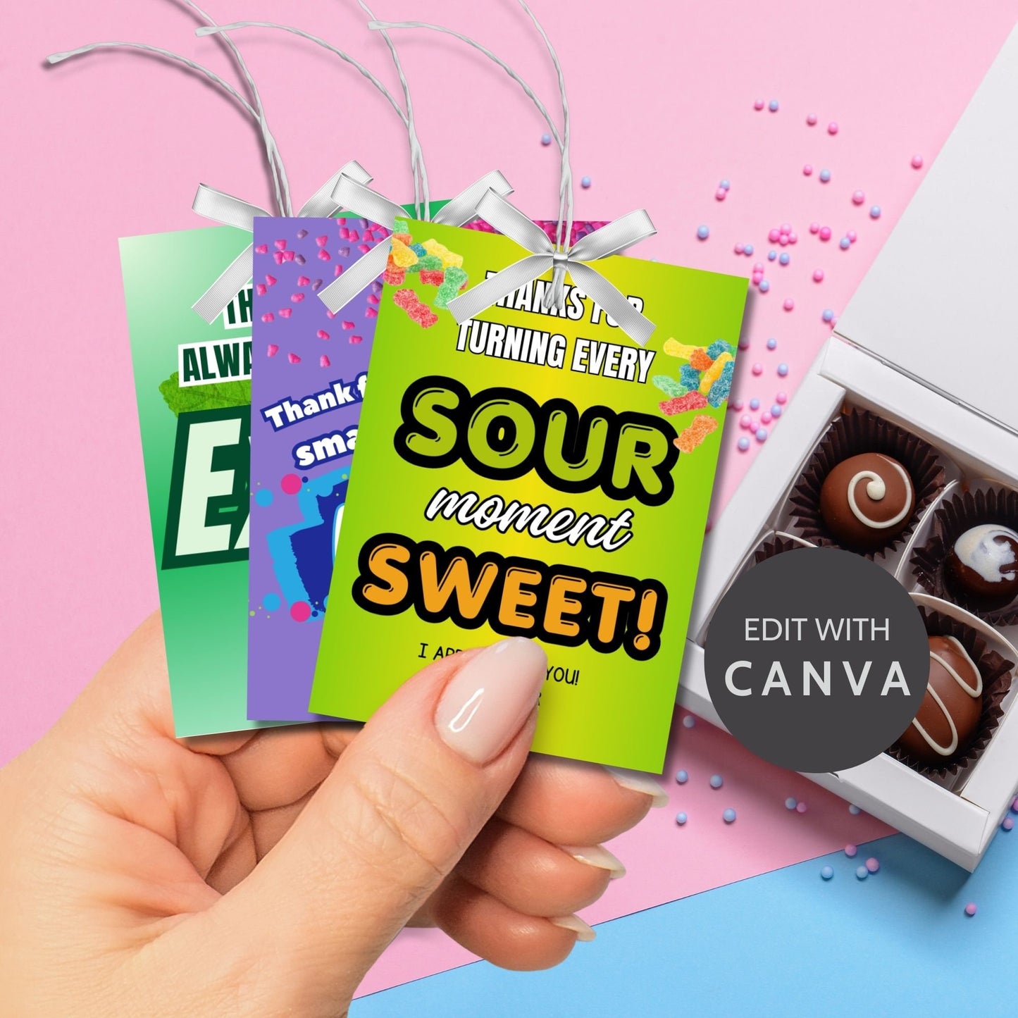 32 Printable and editable snack and candy treat tags for employees. Features appreciation messages, customizable text, and a ready-to-print PDF format.