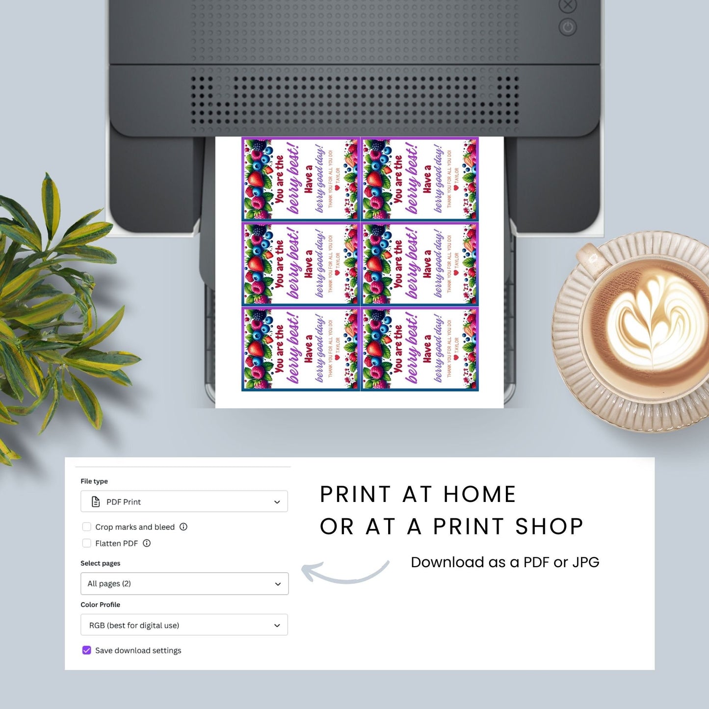 Colorful You are the berry best! Have a berry good day! gift tags with lush fruit designs, editable for a personal touch
