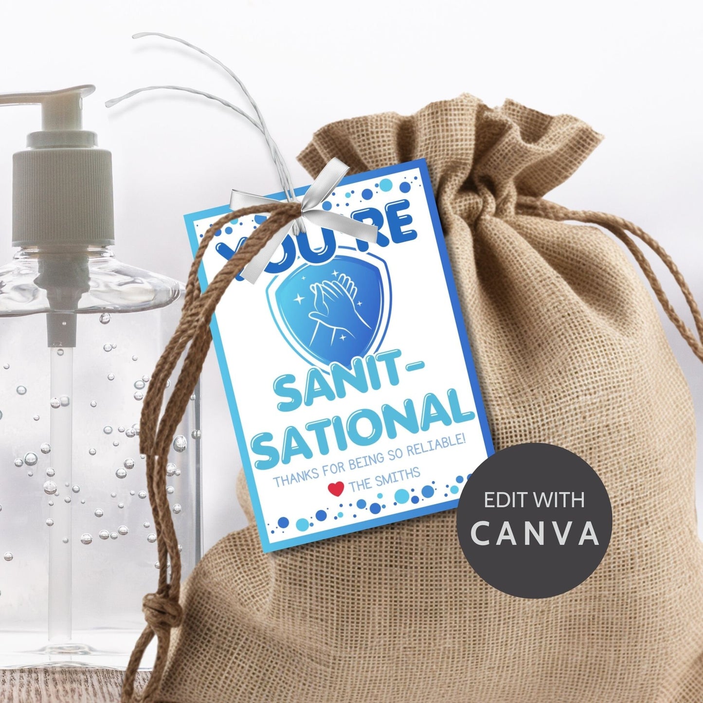 Hand Sanitizer Gift Tag that say Youre Sanitsational