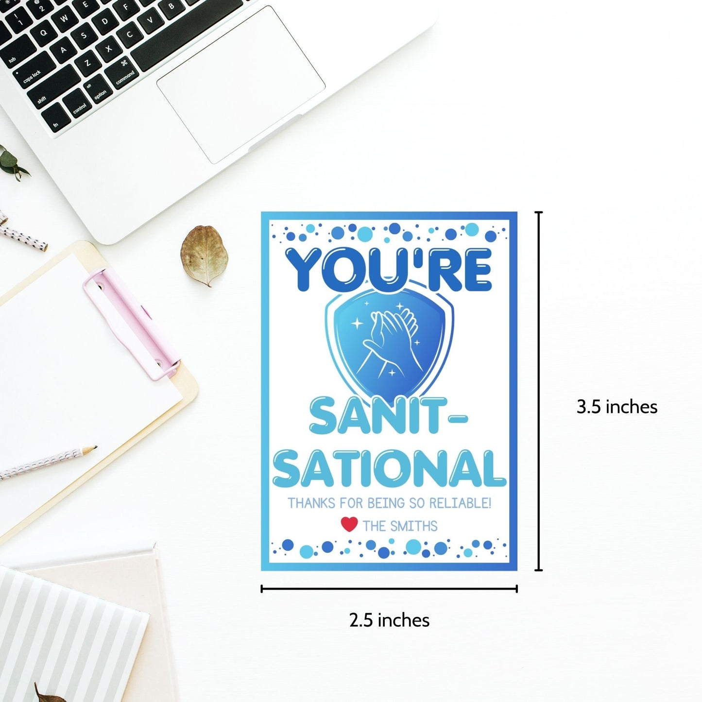 Hand Sanitizer Gift Tag that say Youre Sanitsational