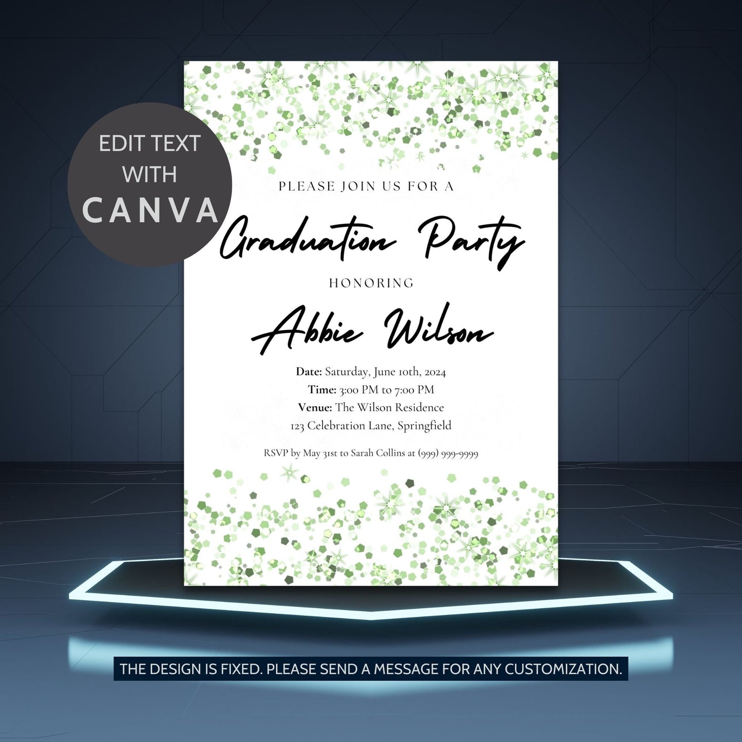 Printable Graduation Invitation Template | No Photo | Graduation Party Invitation | Minimalist | Graduation Announcement | Class Of 2024