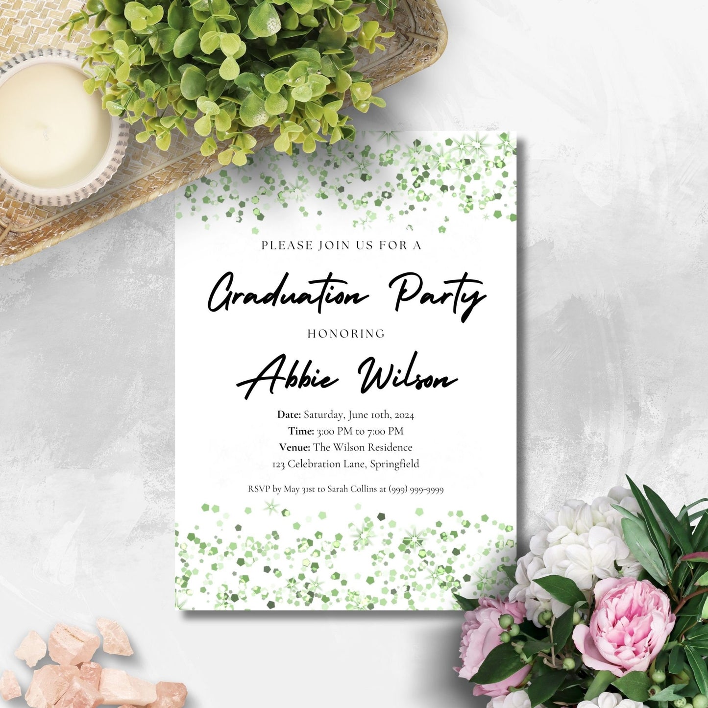 Printable Graduation Invitation Template | No Photo | Graduation Party Invitation | Minimalist | Graduation Announcement | Class Of 2024