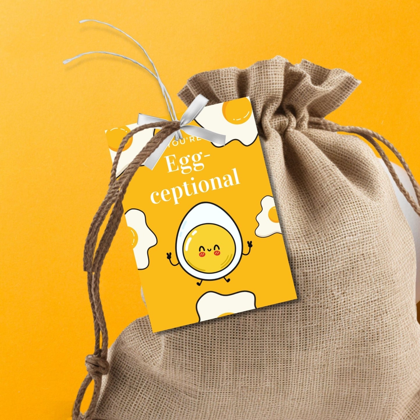 Cheery Youre Egg-ceptional appreciation tags with a cute smiling egg, customizable for names on Canva, perfect for spreading joy and thanks.