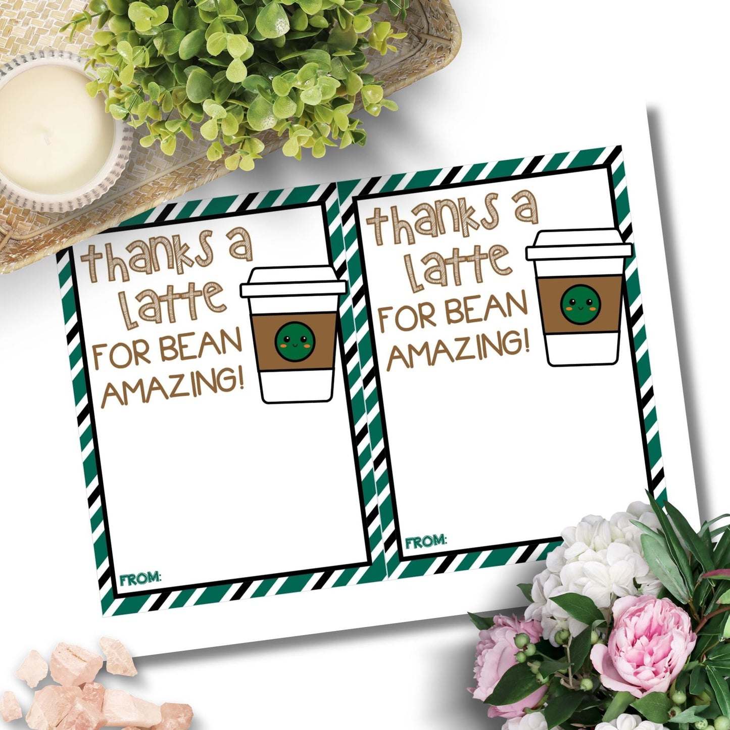 Fathers Day card with a coffee cup illustration and Thanks a latte for bean amazing! pun, ideal for pairing with a Starbucks gift card.