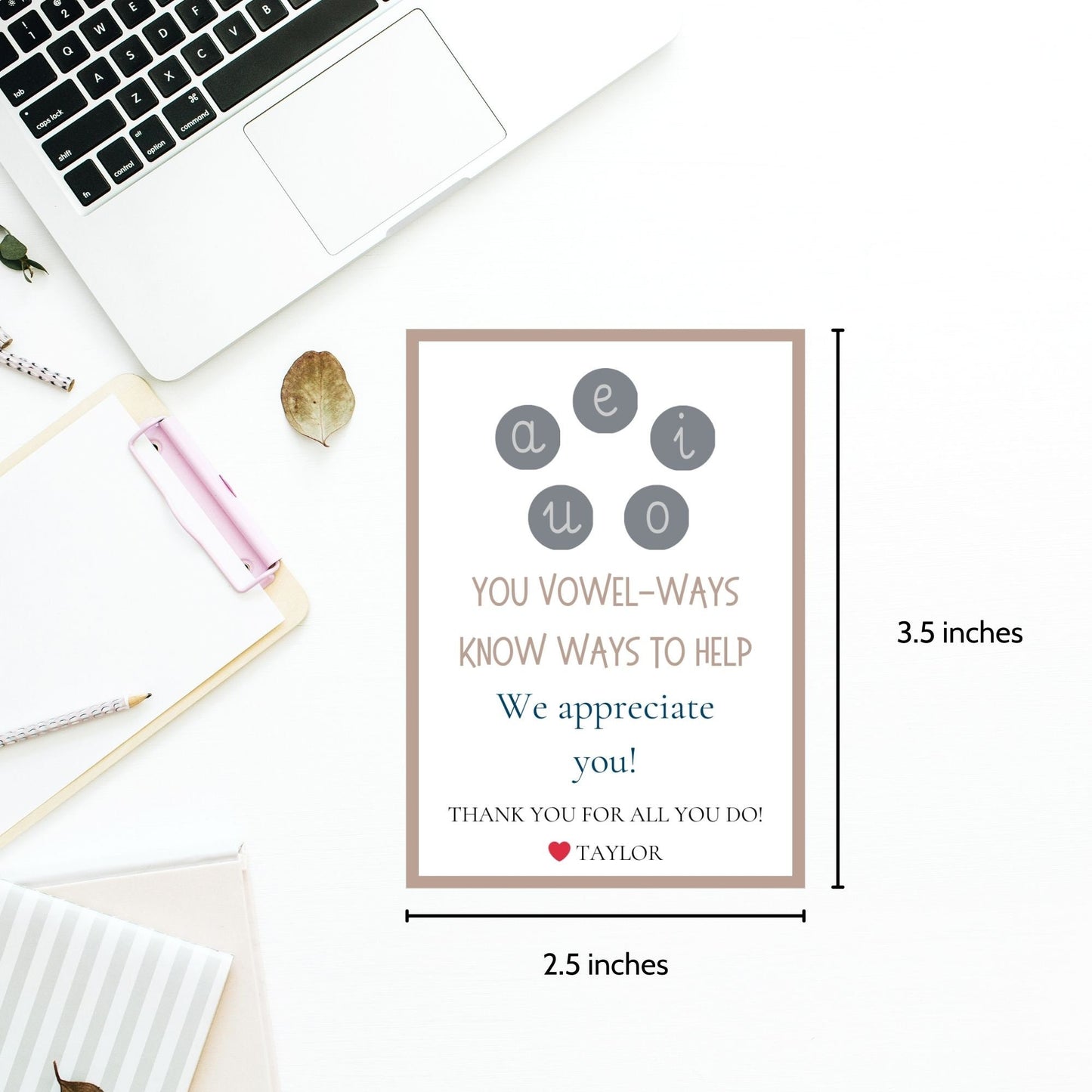 Speech pathologist appreciation gift tags featuring witty puns like Youre the accent to our success and For making speech phon-omenal. Buyers receive two PDF files: a ready-to-print set and an editable Canva template for personalization.