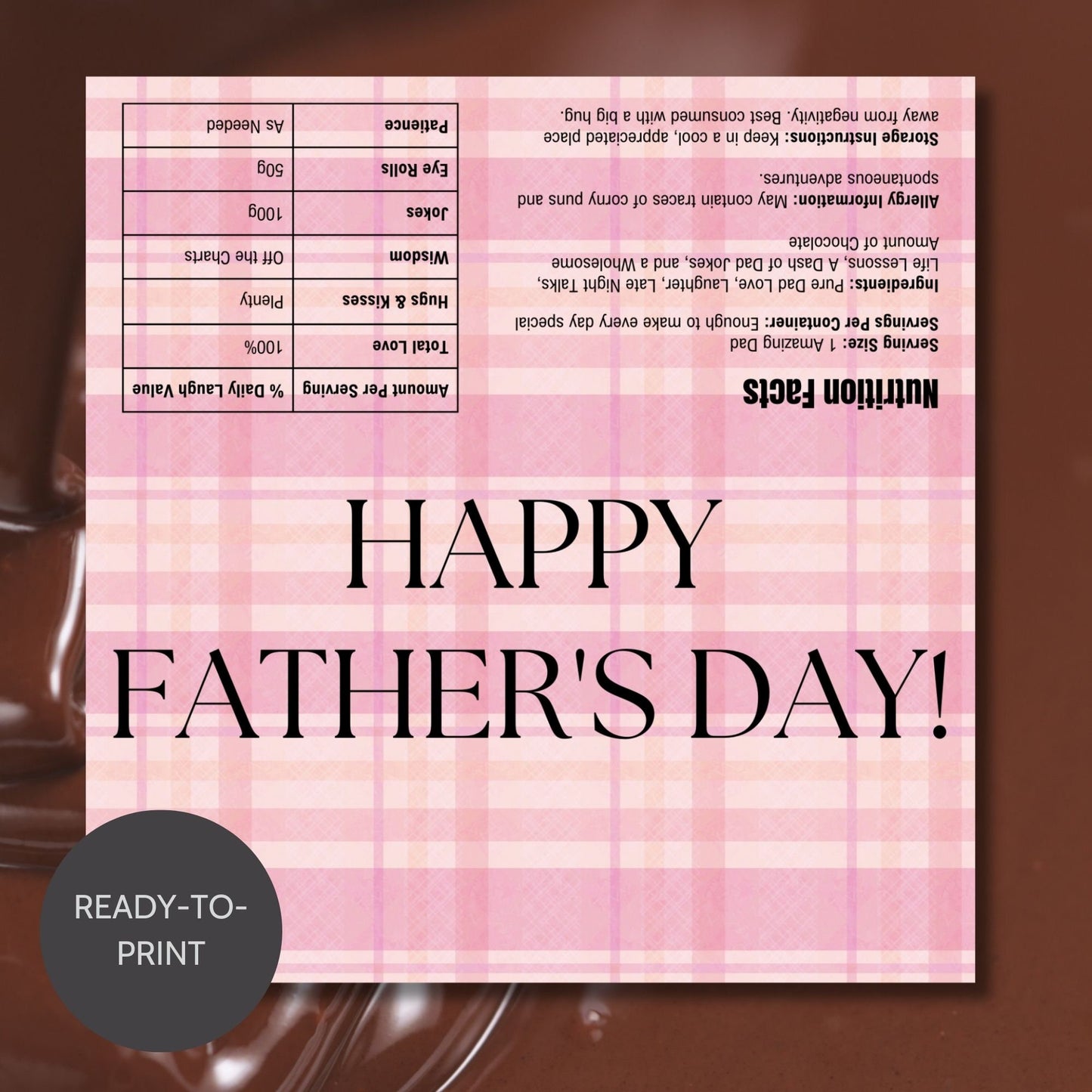 Printable Editable Fathers Day Chocolate Candy Bar Wrapper | Digital Fathers Day | Candy Bar Wrapper | Hershey Bar Wrapper | Candy Wrapper