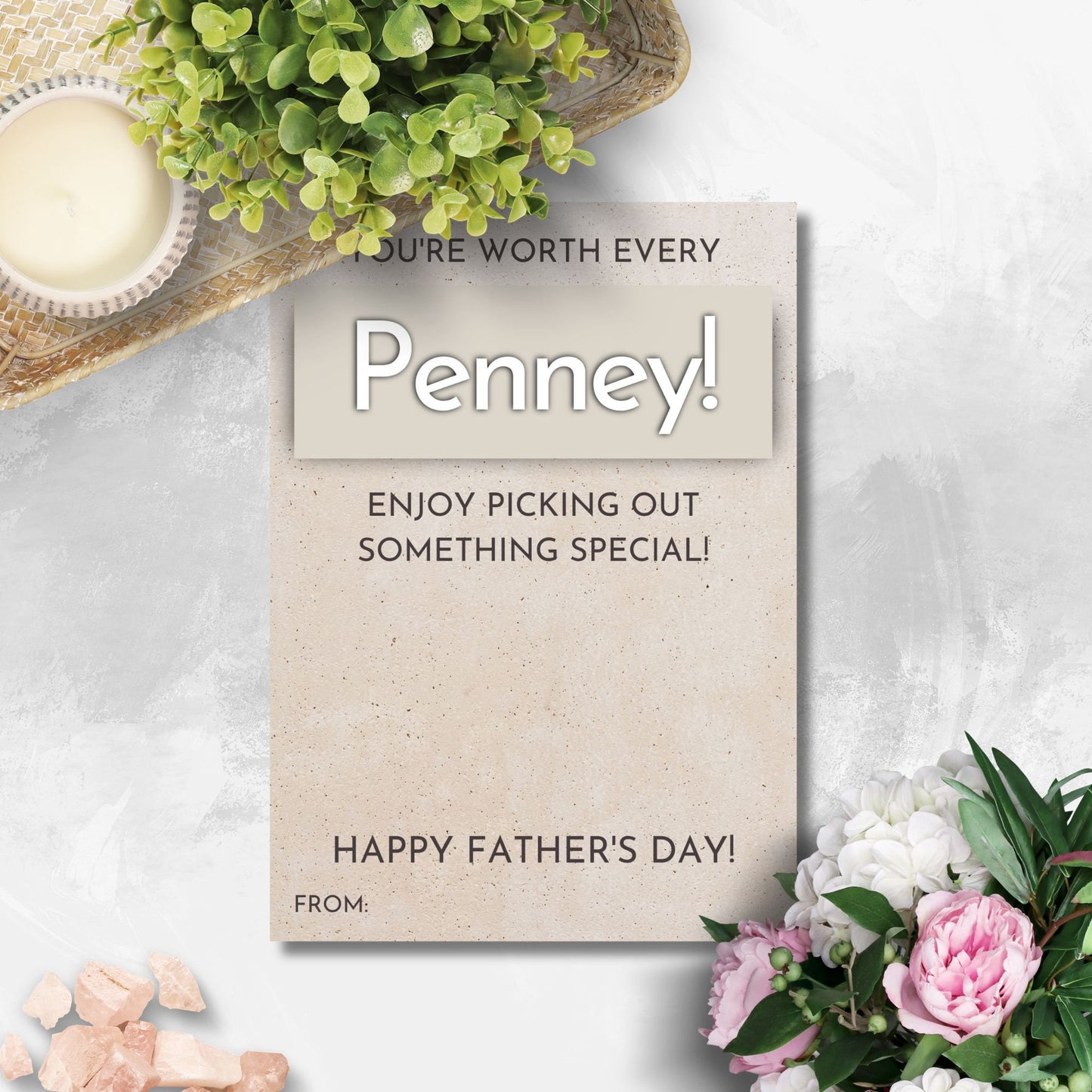 Fathers Day card featuring the phrase Youre worth every Penney! Enjoy picking out something special! Perfect for pairing with a JCPenney gift card.